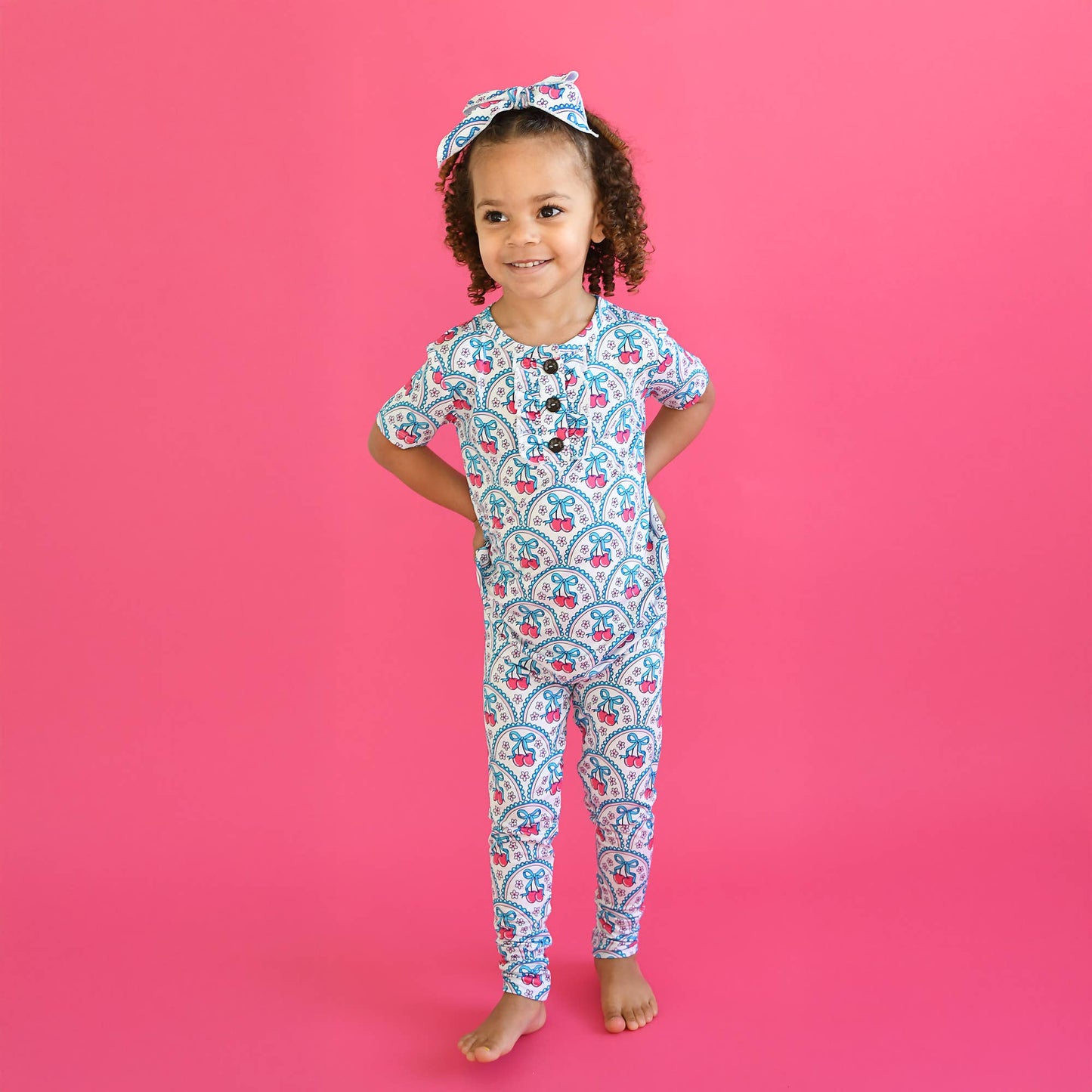 Cherry RUFFLE TWO PIECE Bamboo Cherry Lounge Set for Girls