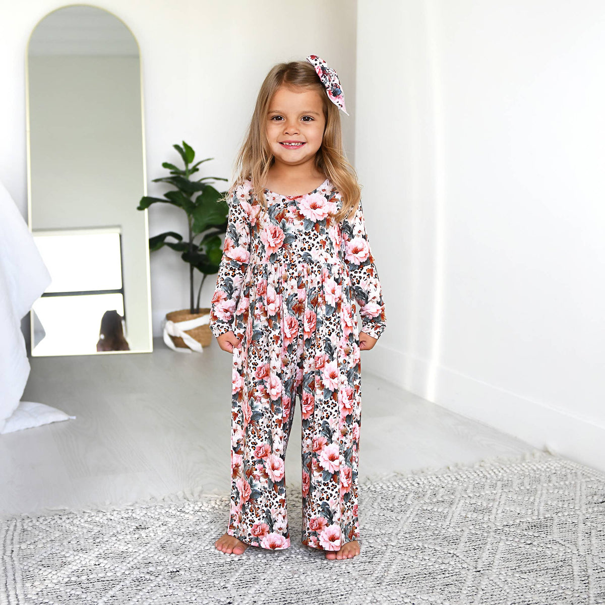 Laura WIDE LEG ROMPER Bamboo Floral Kids Clothing Outfit