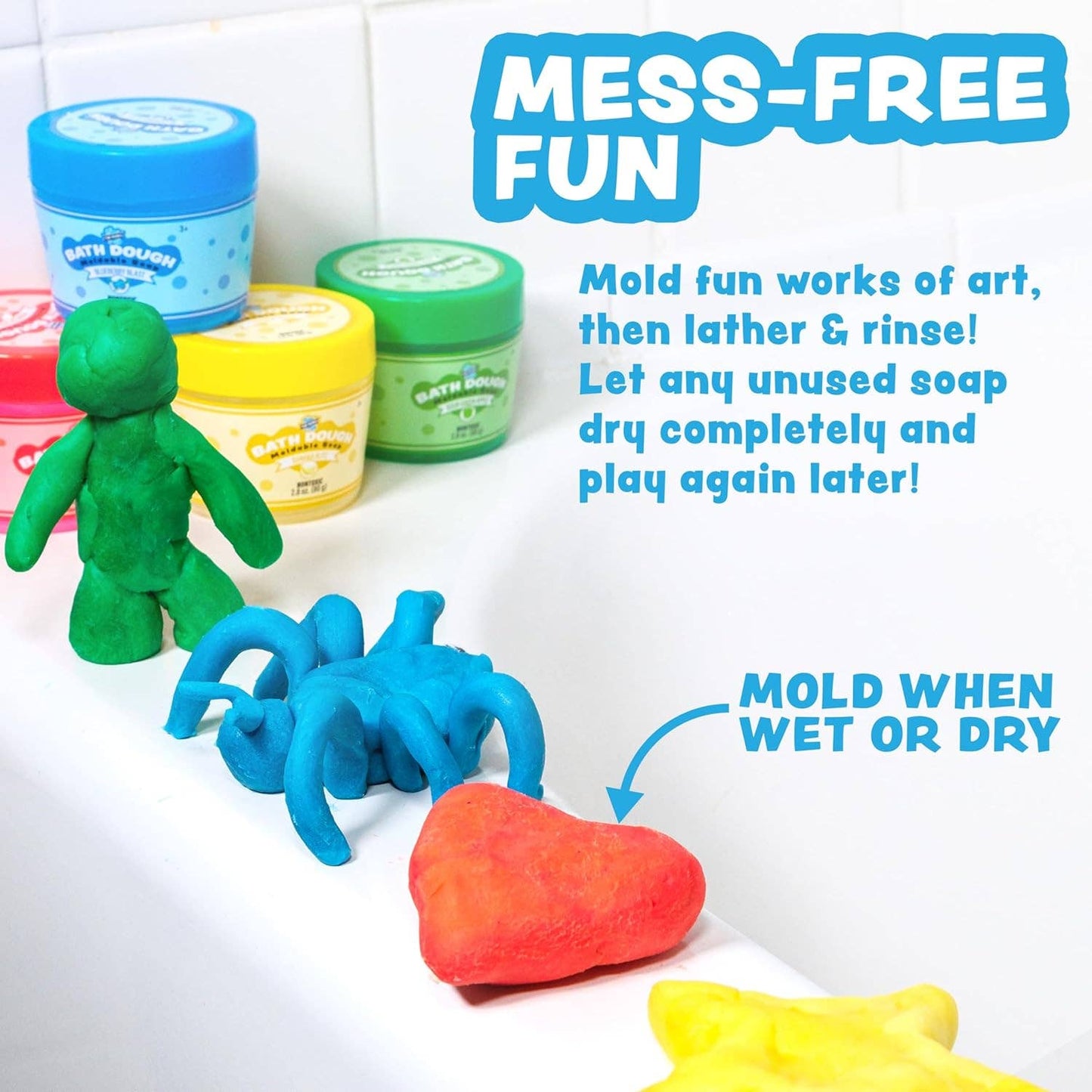 Tub Works® Bath Dough™ Moldable Kids Soap Bath Toy, Variety 6 pack