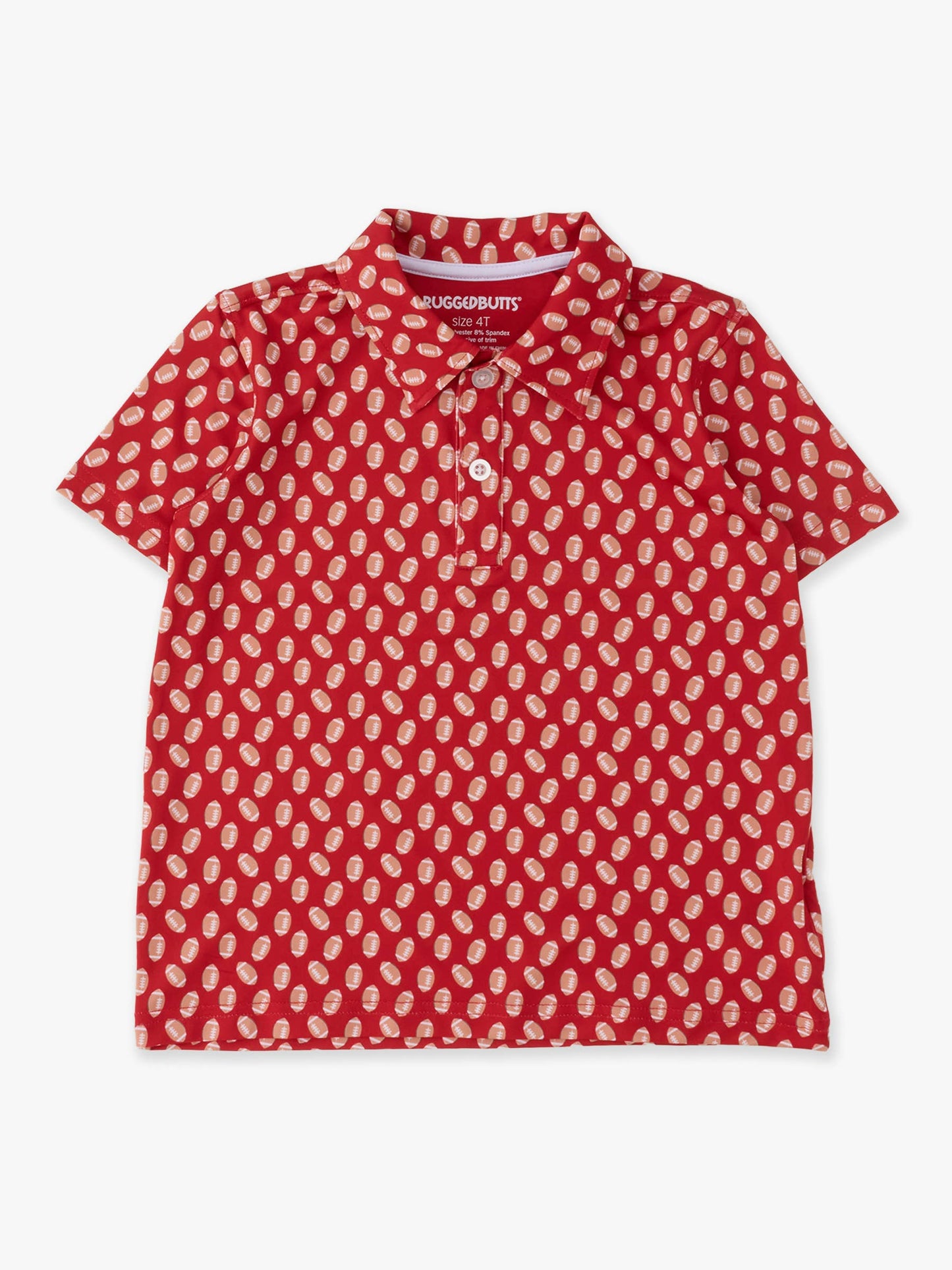 Boys Varsity Red Football Frenzy Knit Short Sleeve Performance Polo