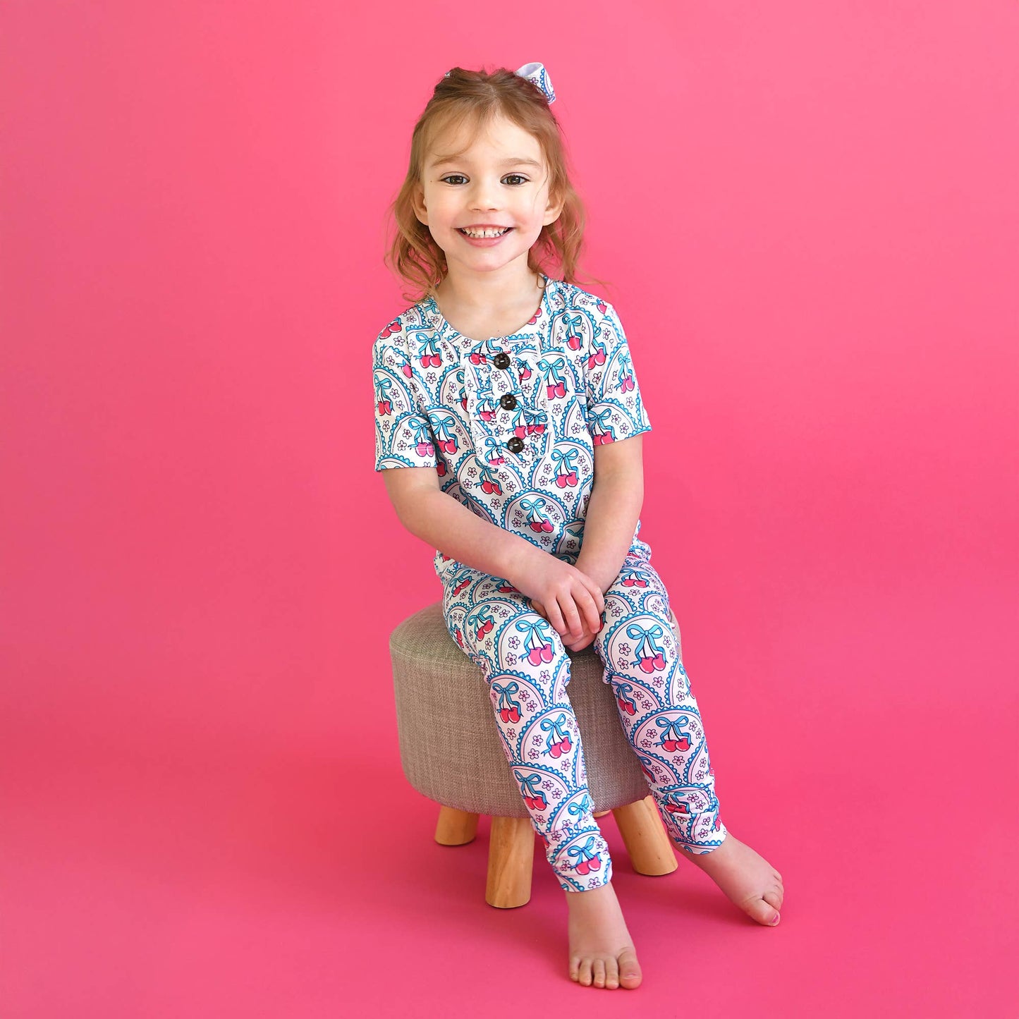 Cherry RUFFLE TWO PIECE Bamboo Cherry Lounge Set for Girls