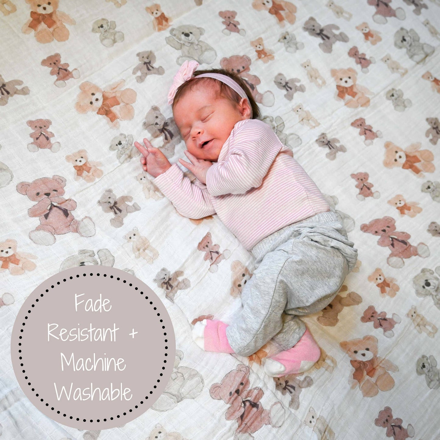 Bear Hugs Baby Muslin Swaddle Blanket