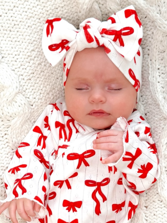Red Bows / Organic Pointelle Bow