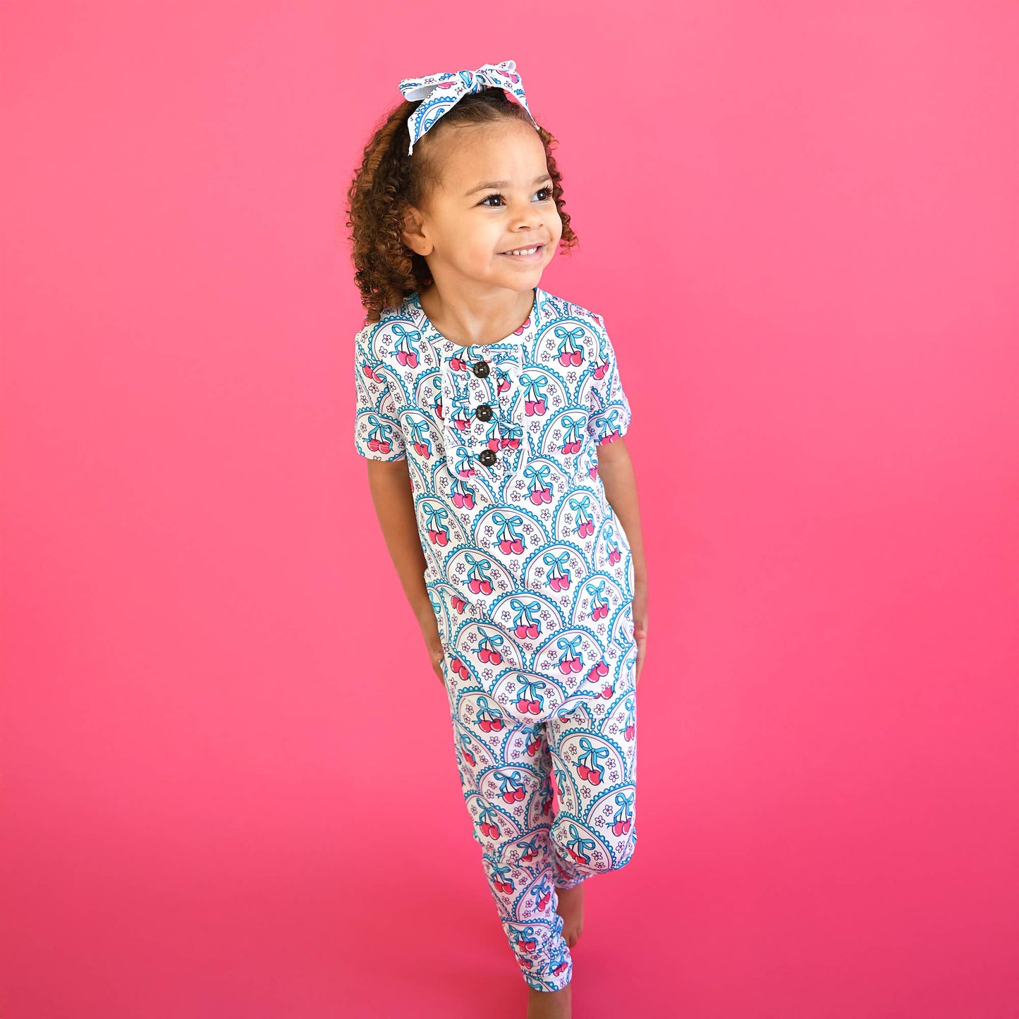 Cherry RUFFLE TWO PIECE Bamboo Cherry Lounge Set for Girls