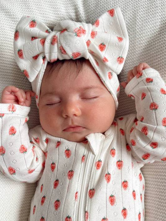 White Strawberry / Organic Pointelle Bow