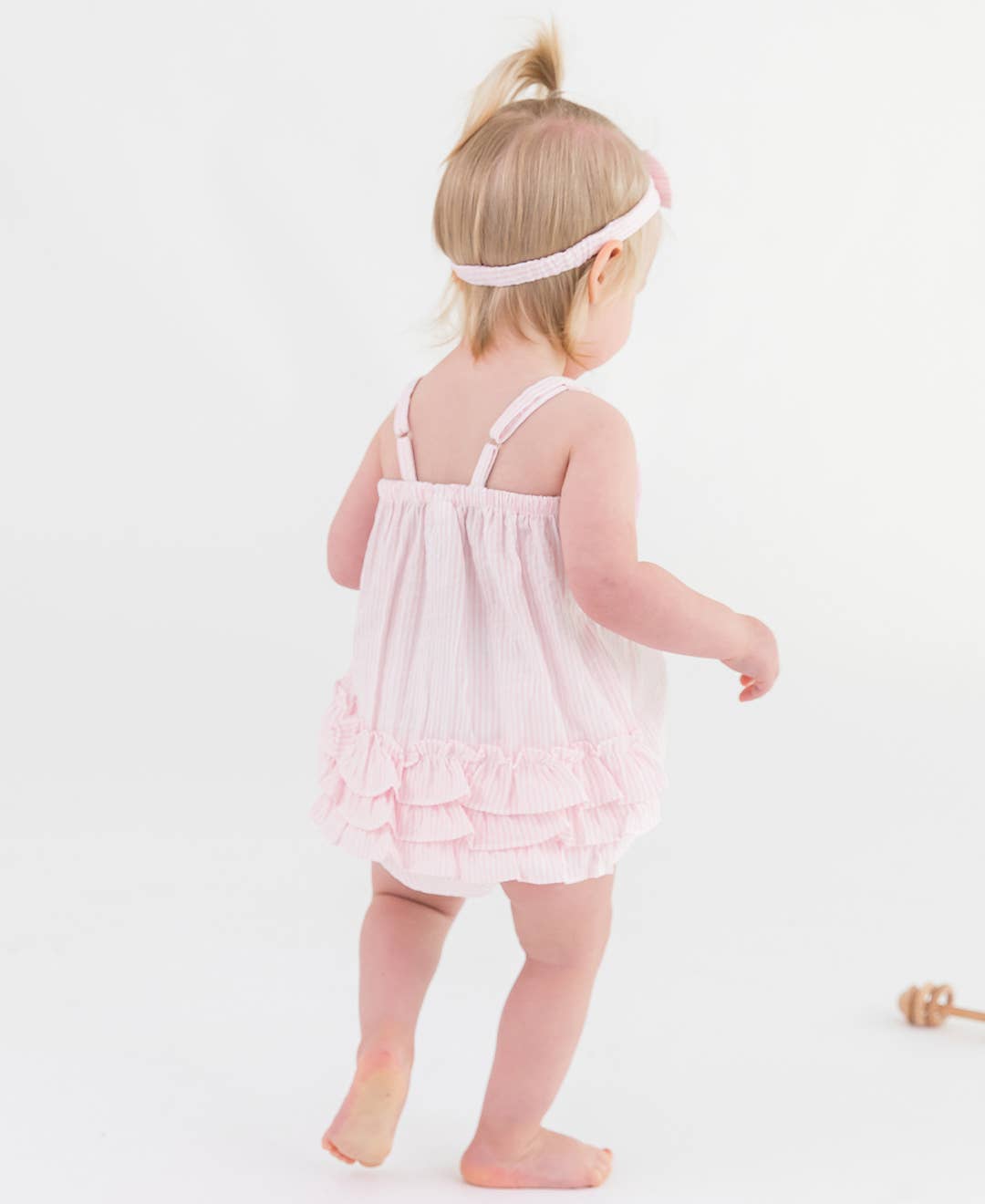 Girls Pink Seersucker Woven Headband