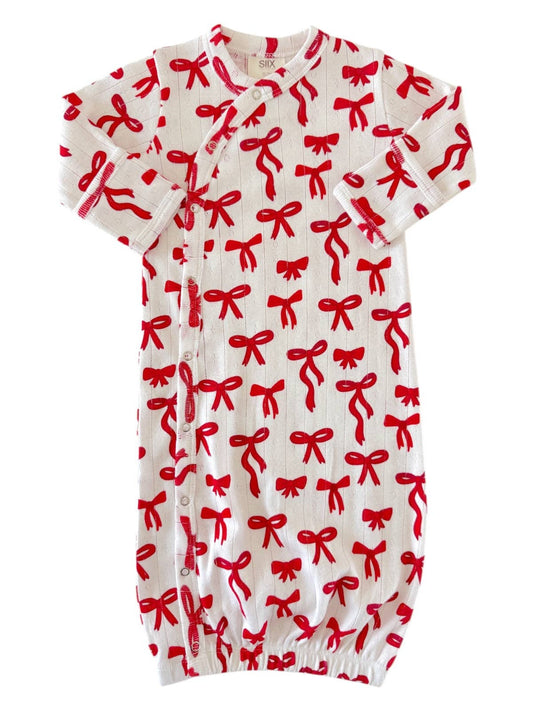 Red Bows / Organic Pointelle Gown