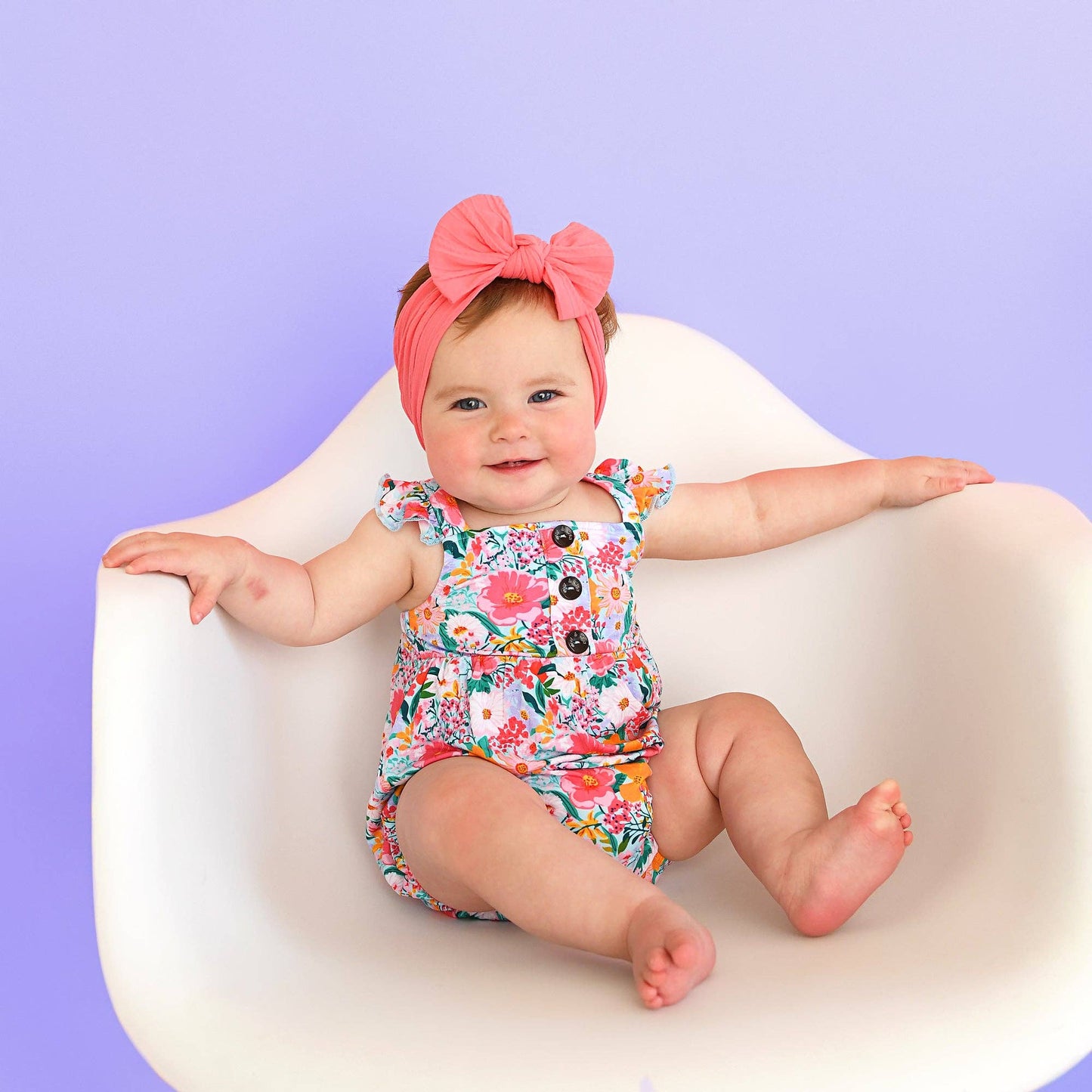 Cecelia Floral BUTTON BUBBLE Bamboo One Piece Baby Outfit
