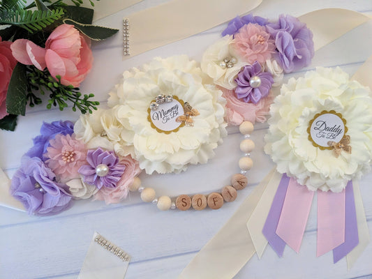 Butterfly Baby Girl Shower Mom To Be Sash Belt Photo Prop