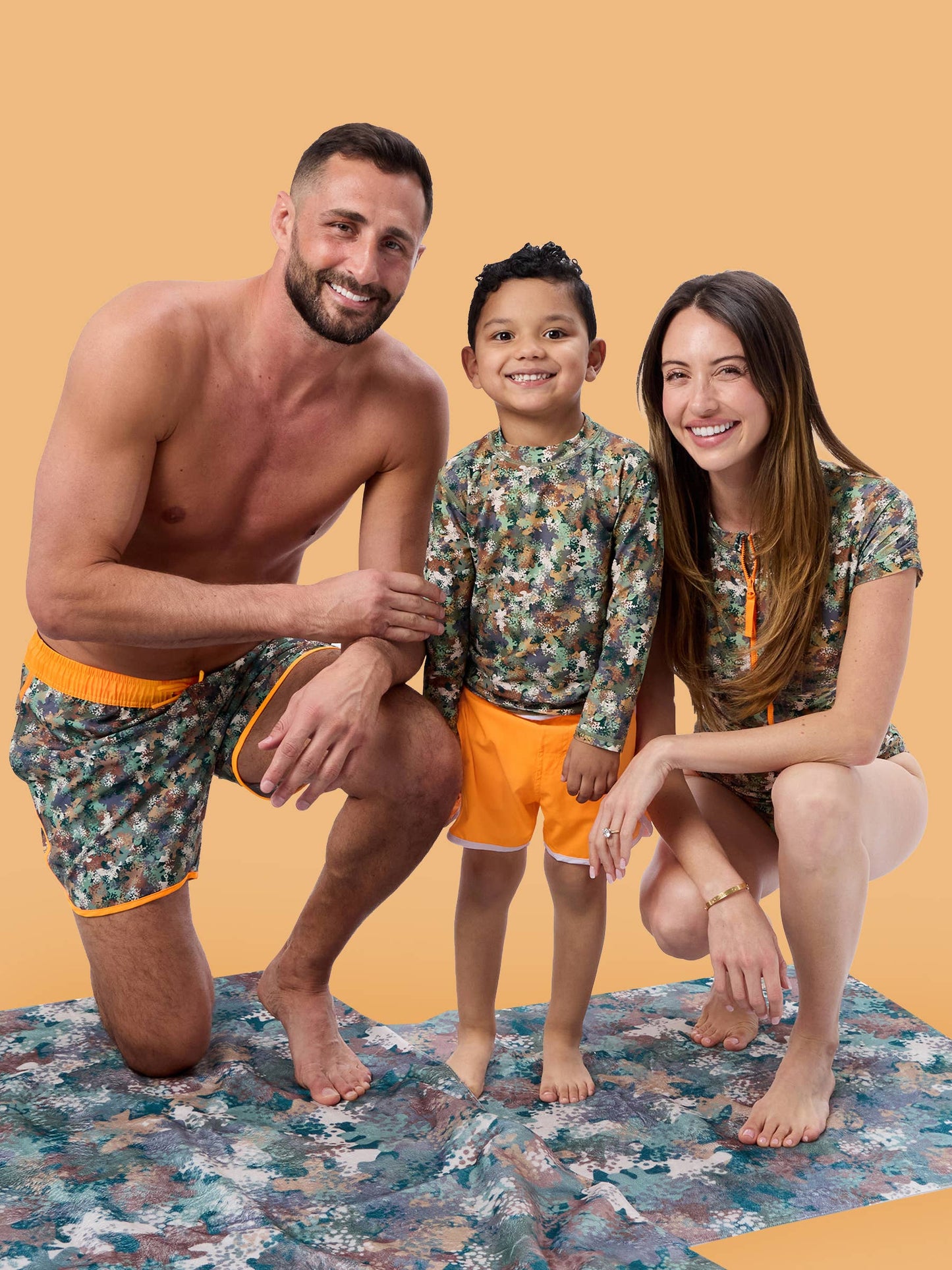 Boys Classic Camo Performance Hybrid Dolphin Hem Swim Trunks