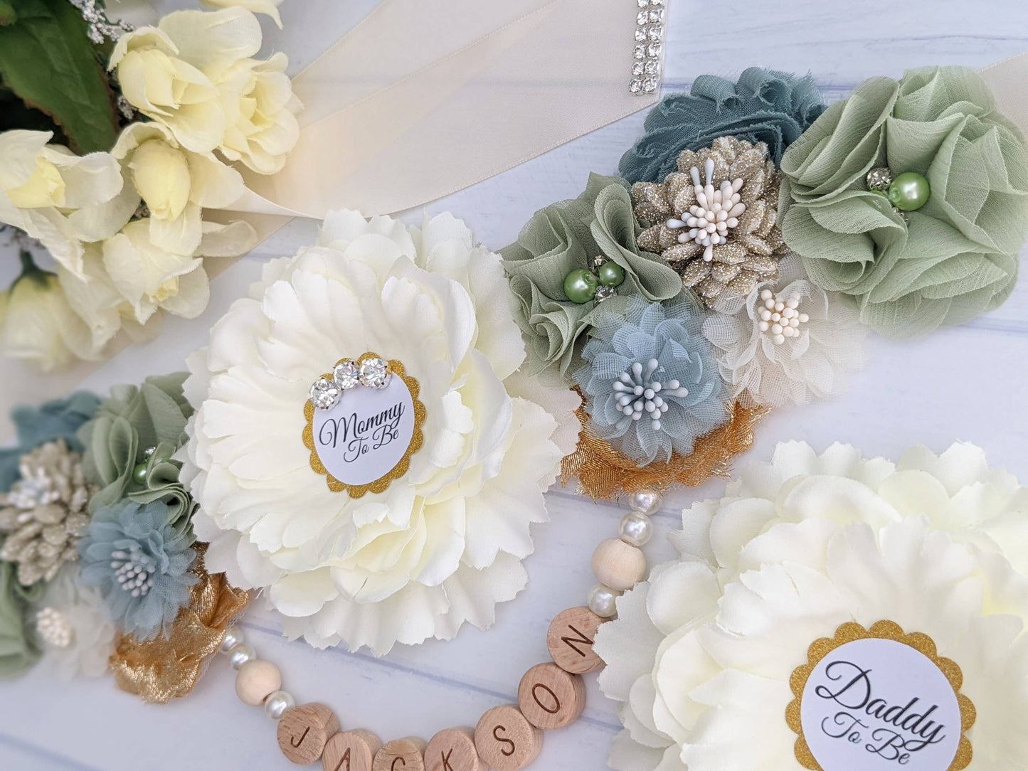 Greenery Gender Neutral Baby Shower Mommy To Be Sash Belt