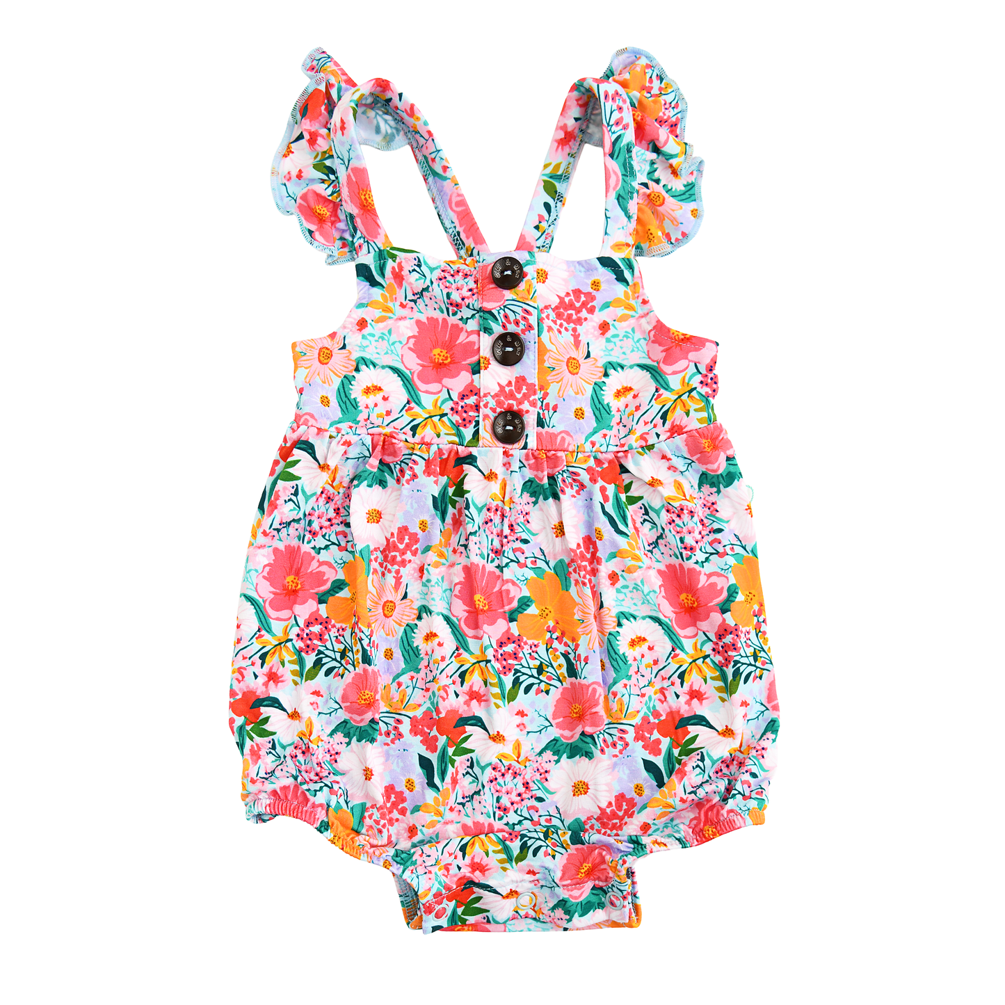 Cecelia Floral BUTTON BUBBLE Bamboo One Piece Baby Outfit