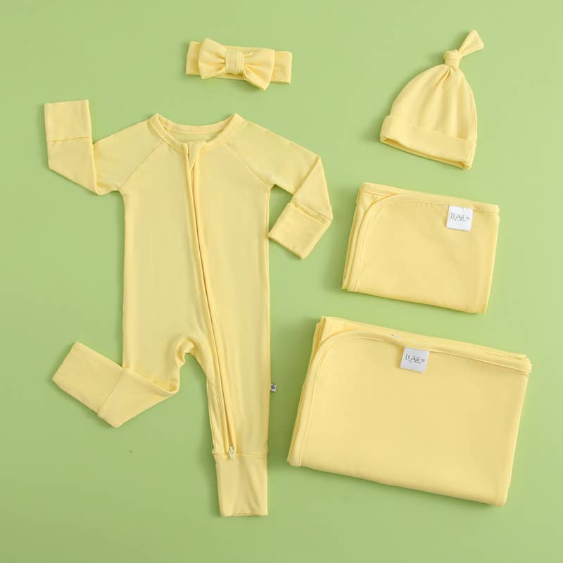 Happy Yellow Bow Headband I Infant Newborn Girl Bow