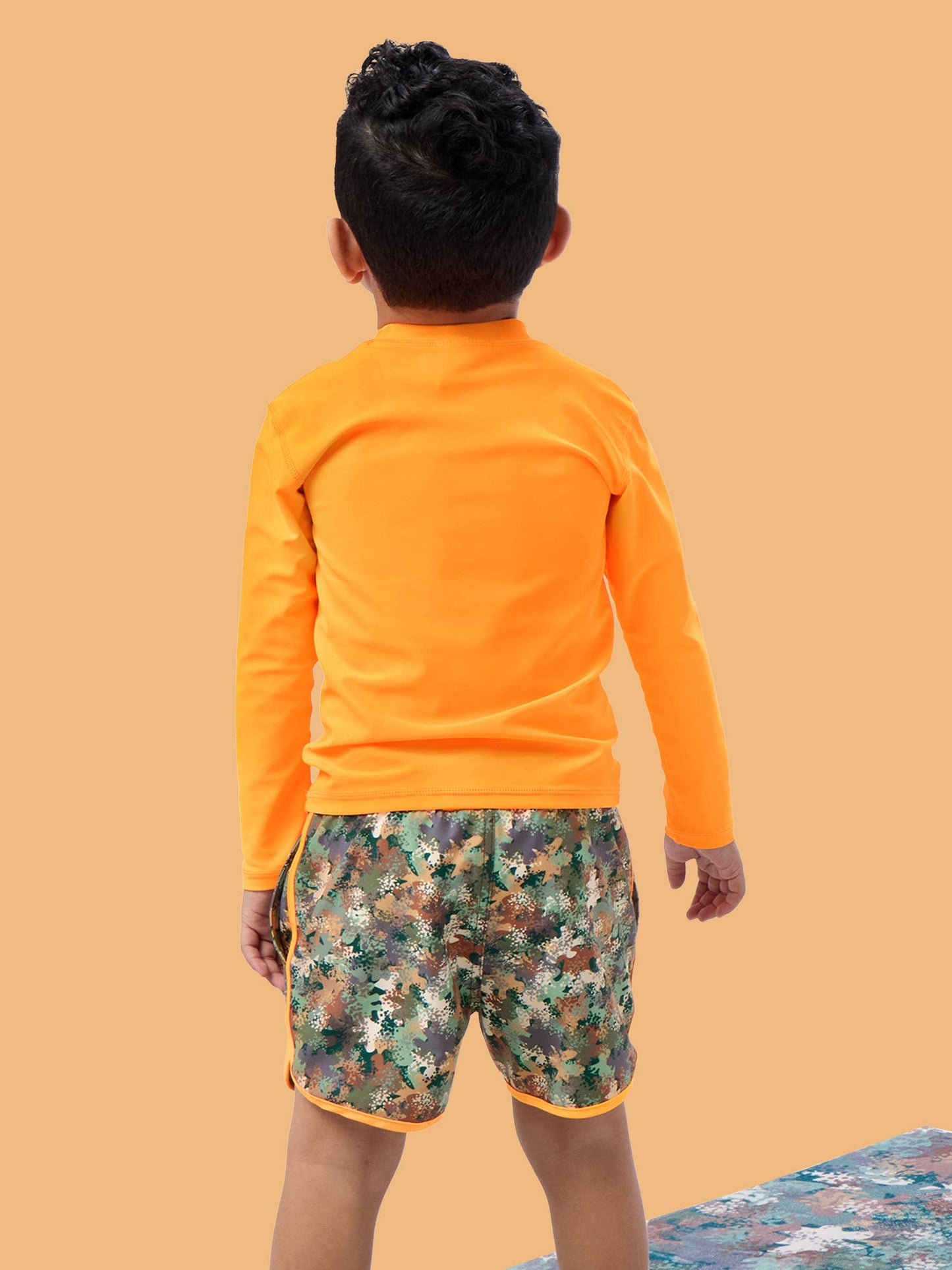Boys Classic Camo Performance Hybrid Dolphin Hem Swim Trunks