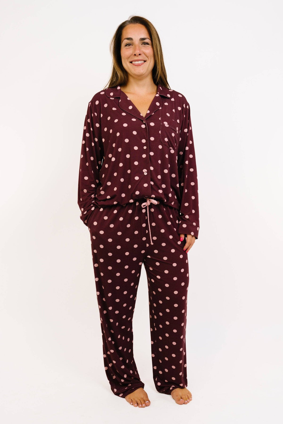 Mulberry Polkadot Women's Bamboo Pajama Set