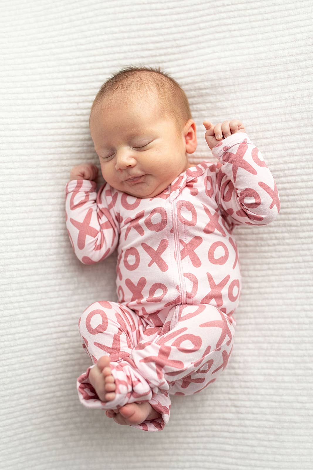 Valentine's Day XOXO Bamboo Newborn Zipper Pajamas Sleepers