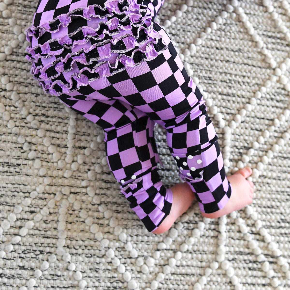Hadley RUFFLE ZIP Bamboo Halloween Checks Baby Outfit