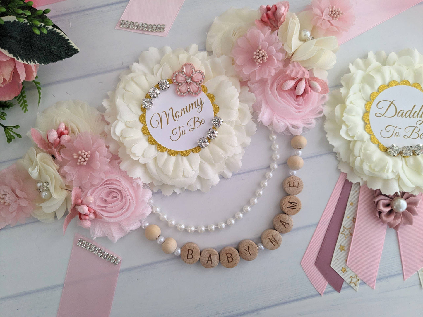 Blush Pink Baby Girl Shower Mom To Be Sash Belt