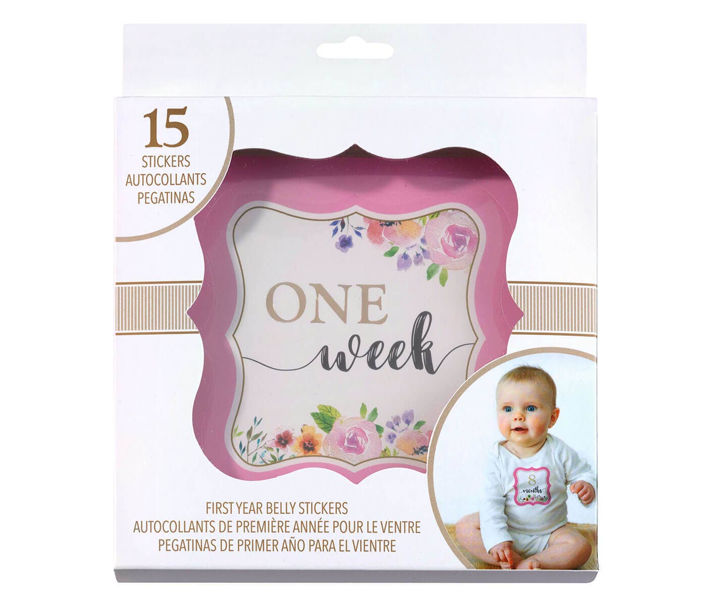 Pink Watercolor Baby Belly Stickers (Set 1-15)