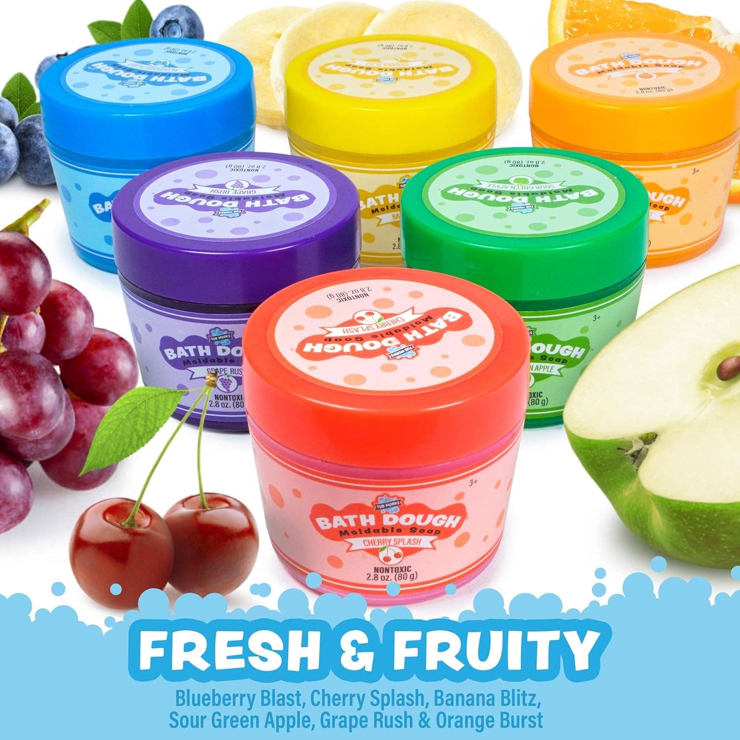 Tub Works® Bath Dough™ Moldable Kids Soap Bath Toy, Variety 6 pack