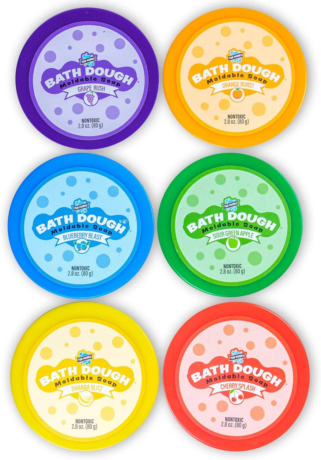 Tub Works® Bath Dough™ Moldable Kids Soap Bath Toy, Variety 6 pack