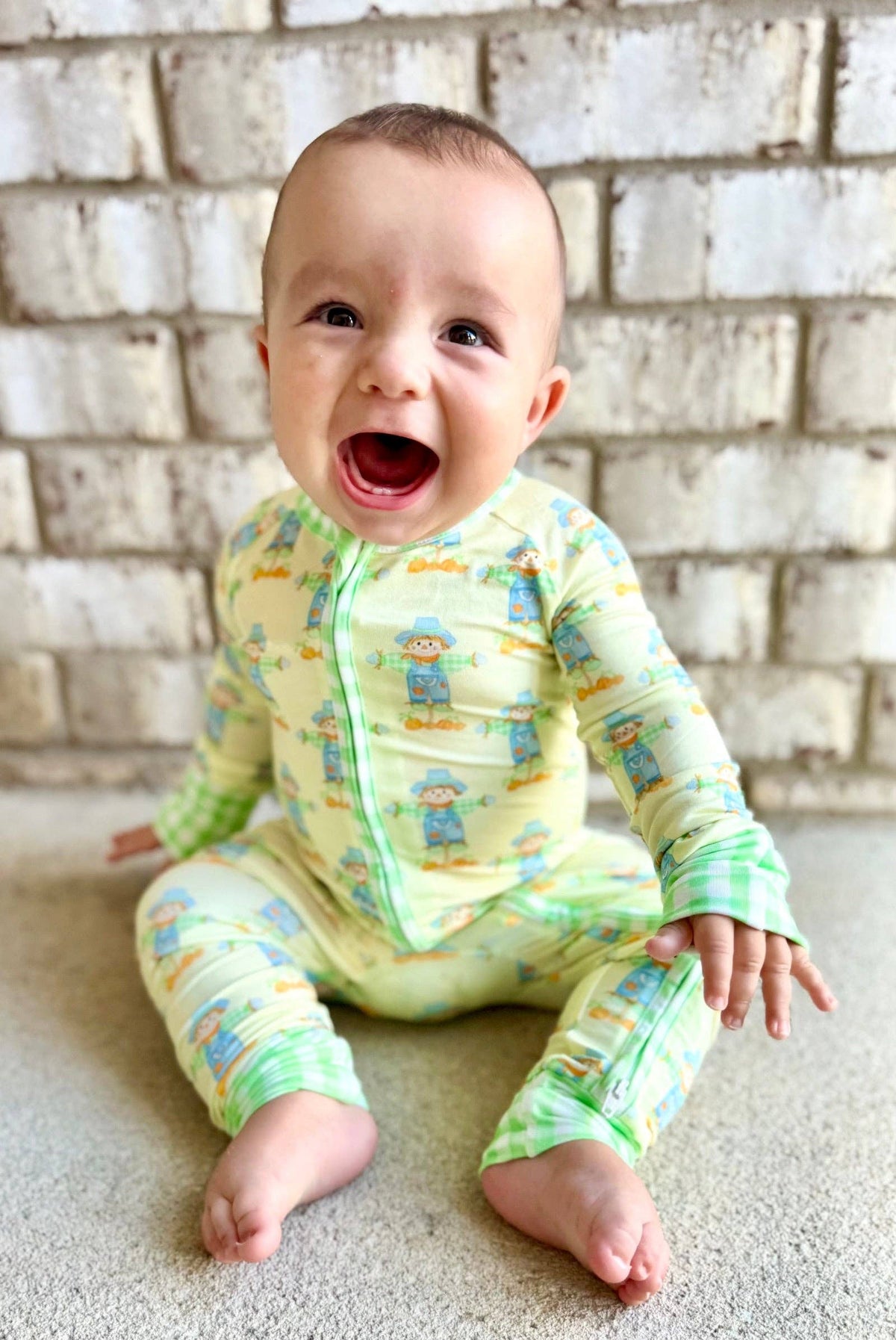 Green Scarecrow Zipper Onesie
