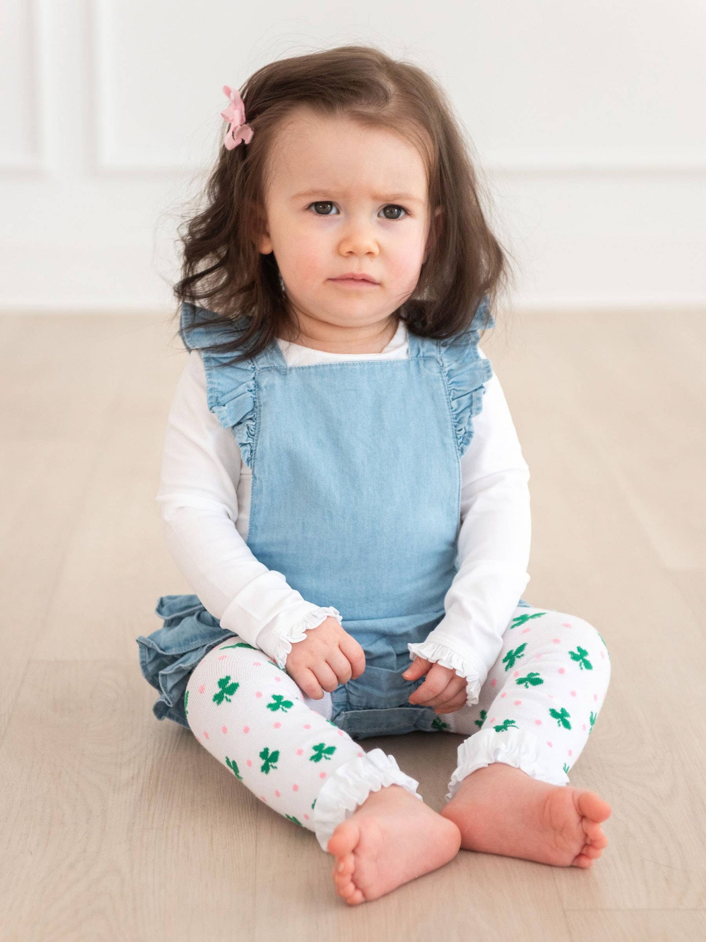 Girls Shamrock Sweetie Patterned Footless Ruffle Tights
