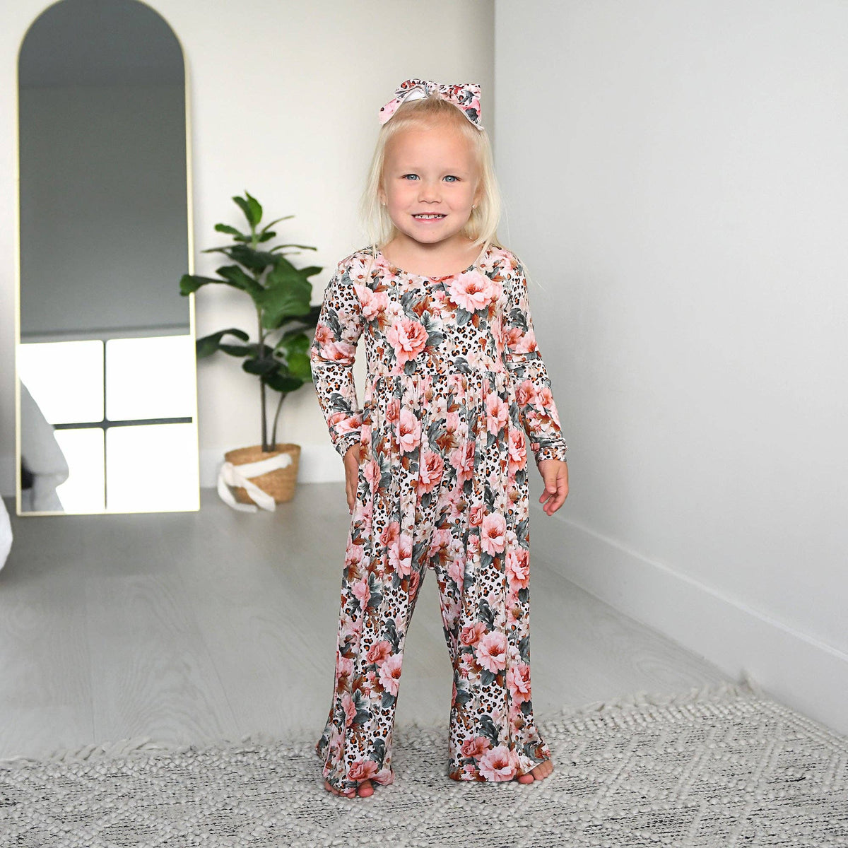 Laura WIDE LEG ROMPER Bamboo Floral Kids Clothing Outfit