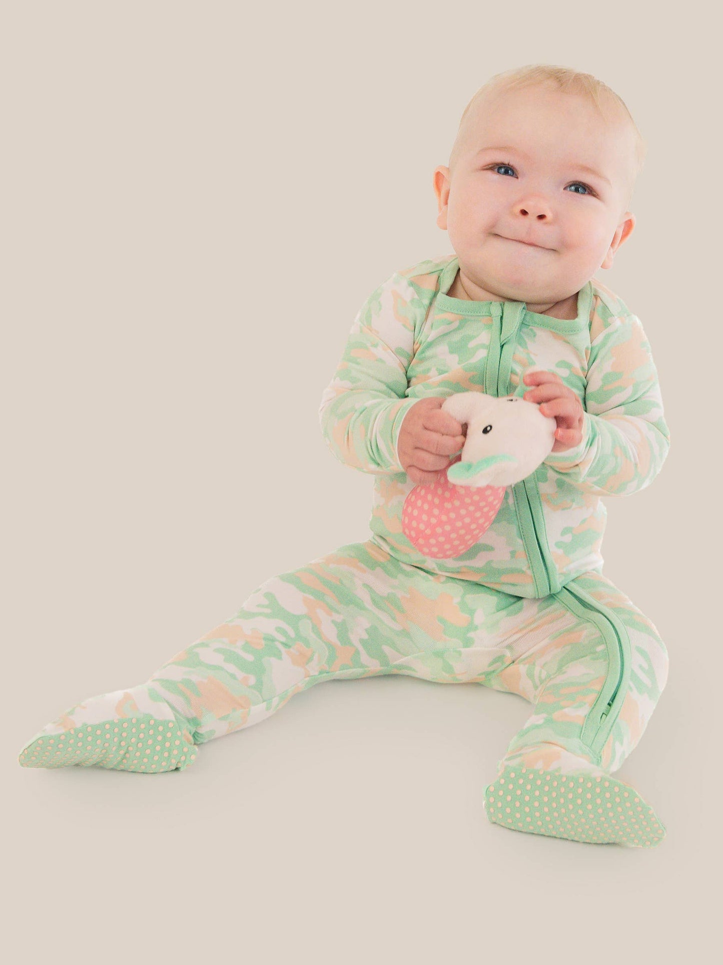 SoftSnooze™ Baby Cotton Modal Sage Trail Camo Footed One Piece Pajama