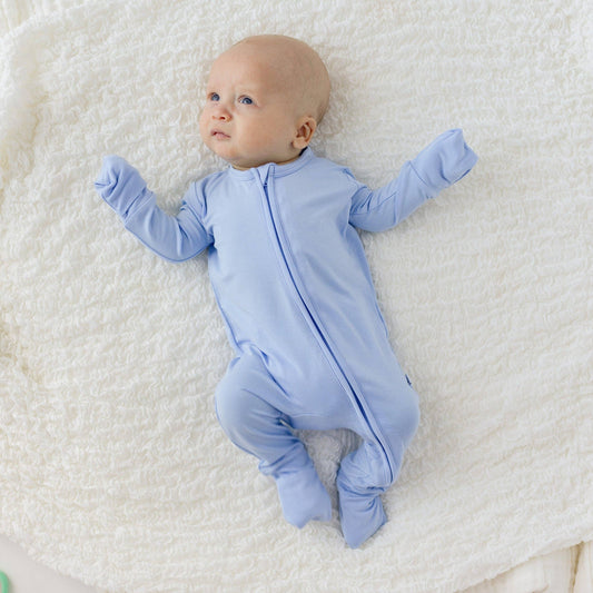 Lillian Trisomy 18 Blue Bamboo Triple-Zip Convertible Footie