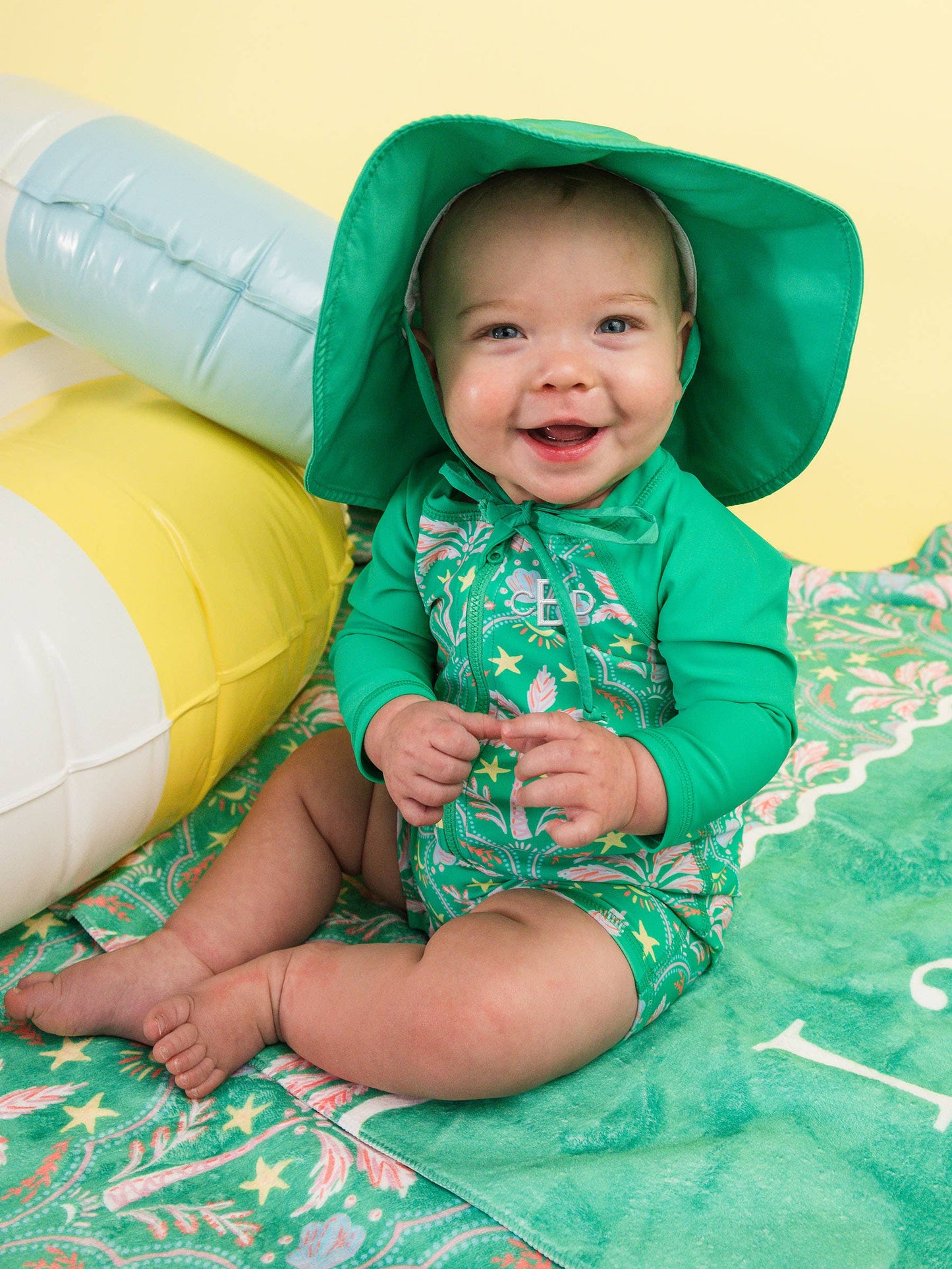 Baby Boys Coconut Cabana Long Sleeve One Piece Rash Guard Swimsuit
