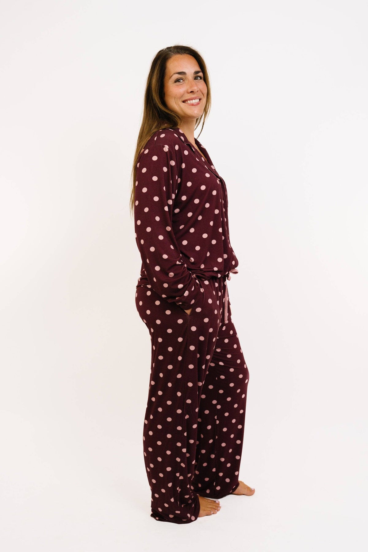 Mulberry Polkadot Women's Bamboo Pajama Set