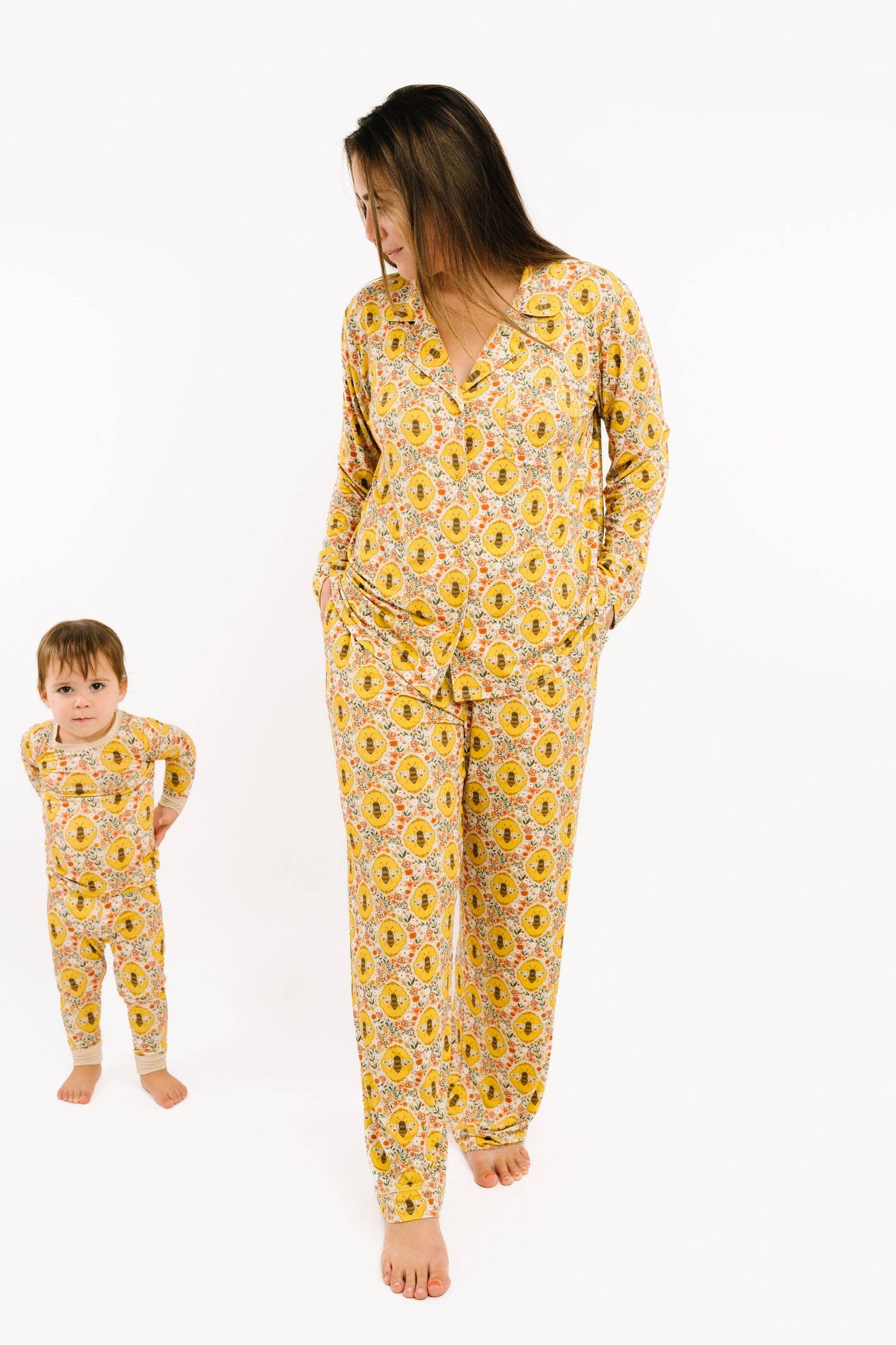 Sweet Bee Women's Button Up Long Sleeve Set