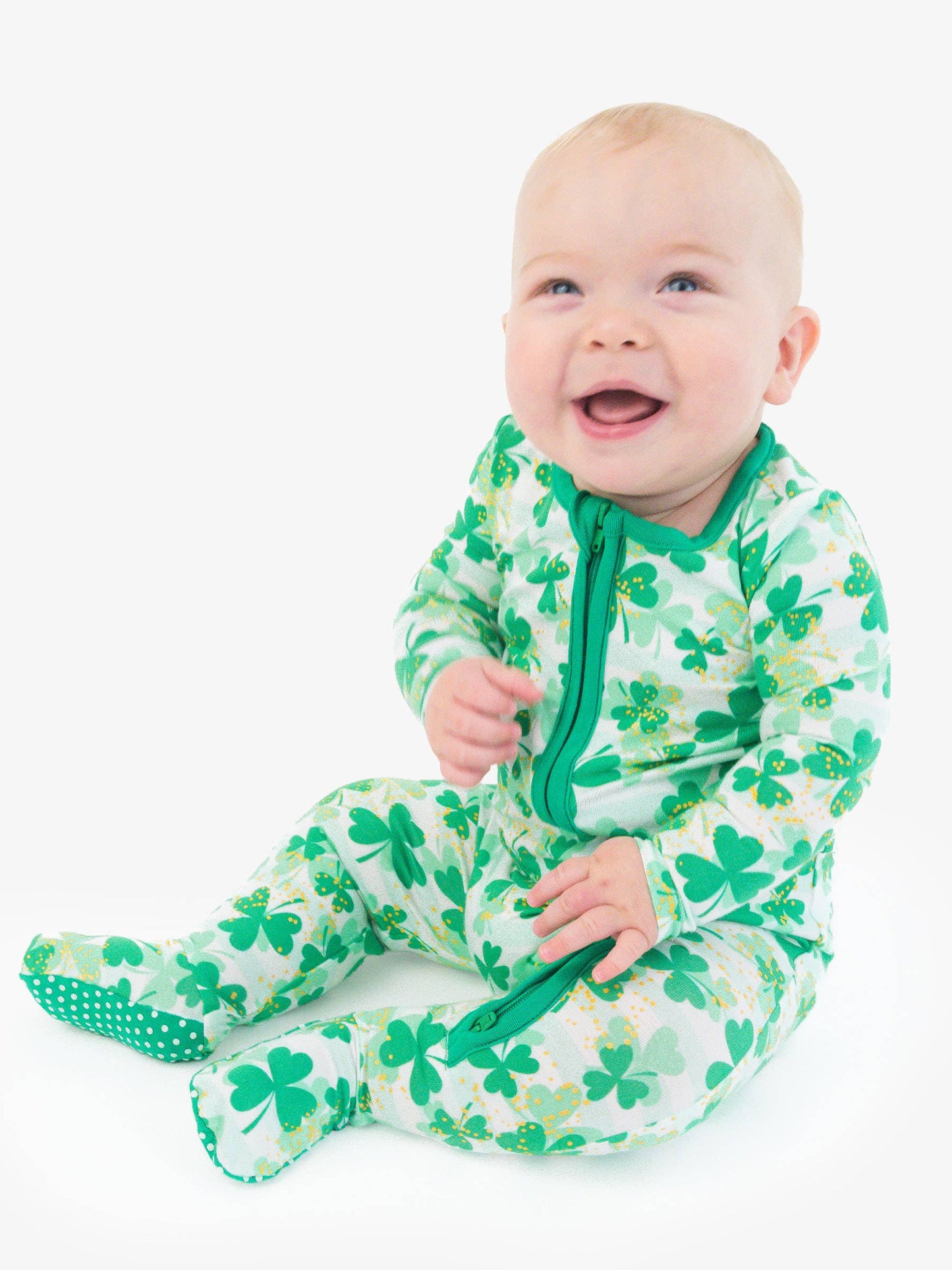 SoftSnooze™ Baby Bamboo Viscose Clover Field Footed One Piece Pajama