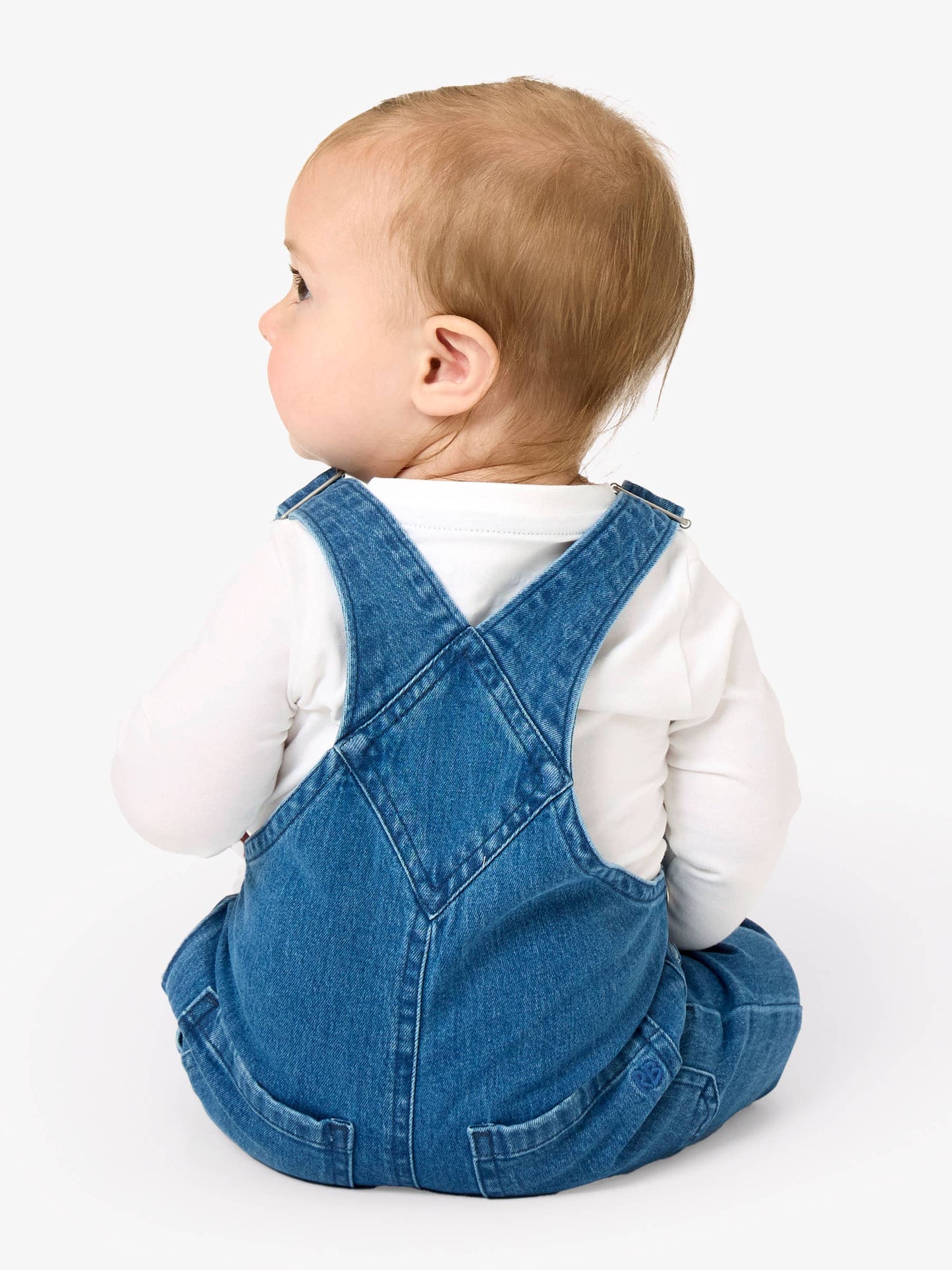 Boys Medium Wash Stretch Denim Overalls