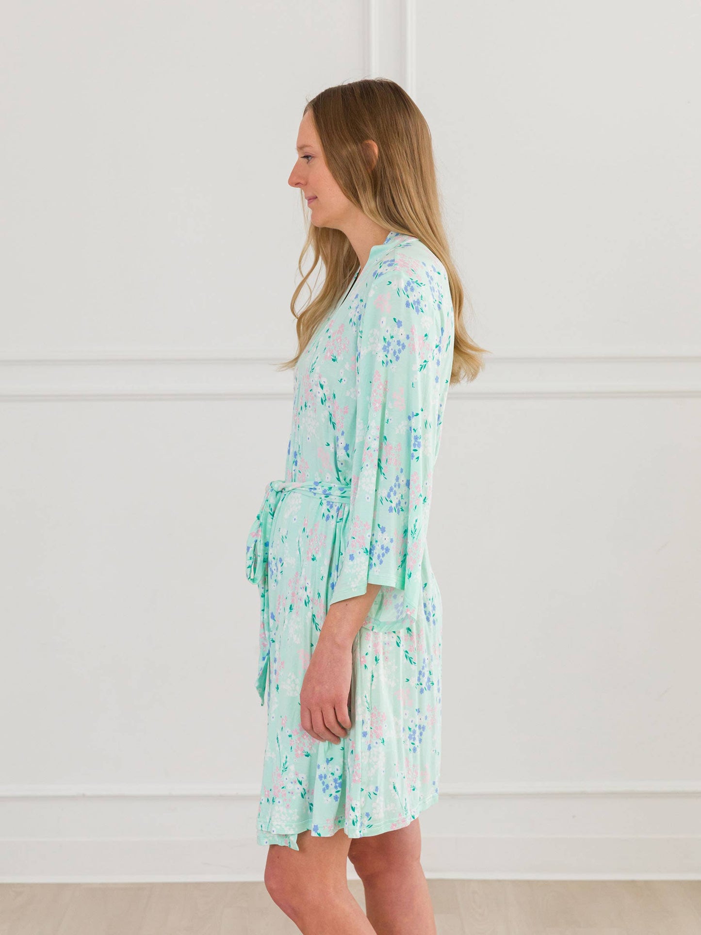 SoftSnooze™ Women's Bamboo Viscose Mint Meadow Mommy & Me Maternity Robe