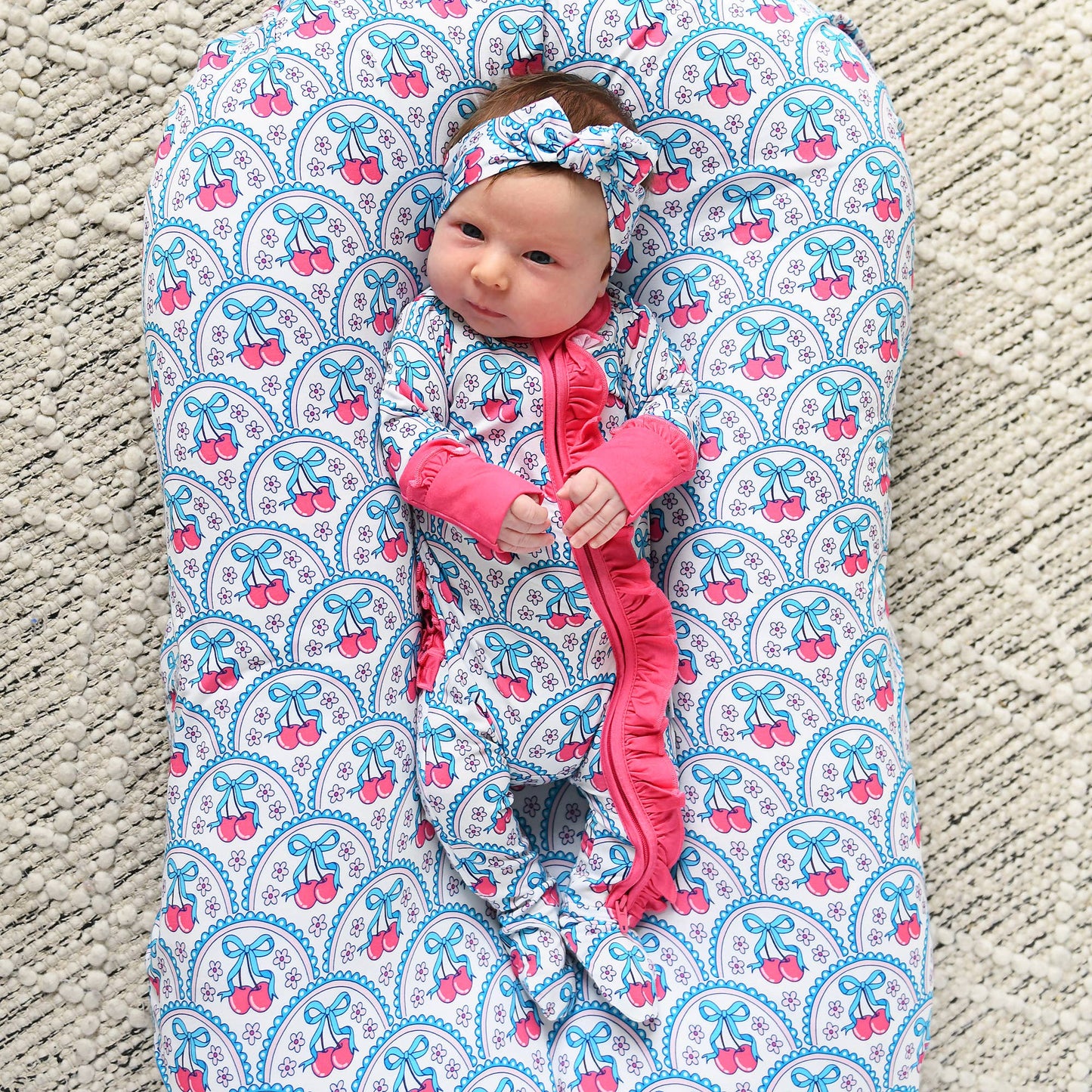 Cherry RUFFLE ZIP Bamboo One Piece Cherry Baby Outfit