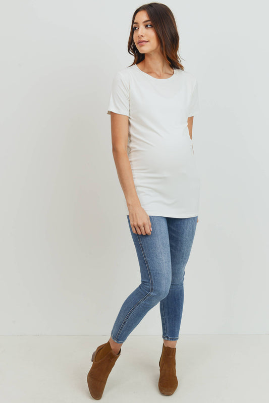 Maternity Basic Crew Neck T-Shirt - Fitted Short Sleeve Tee
