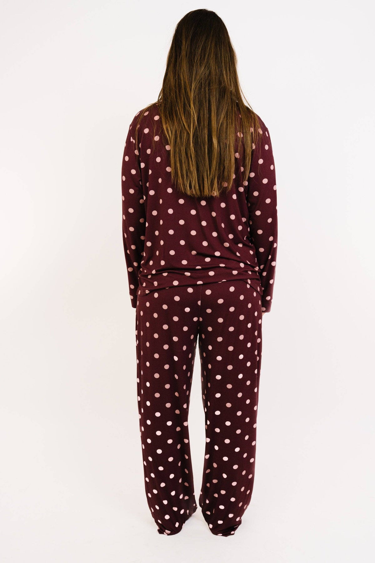 Mulberry Polkadot Women's Bamboo Pajama Set