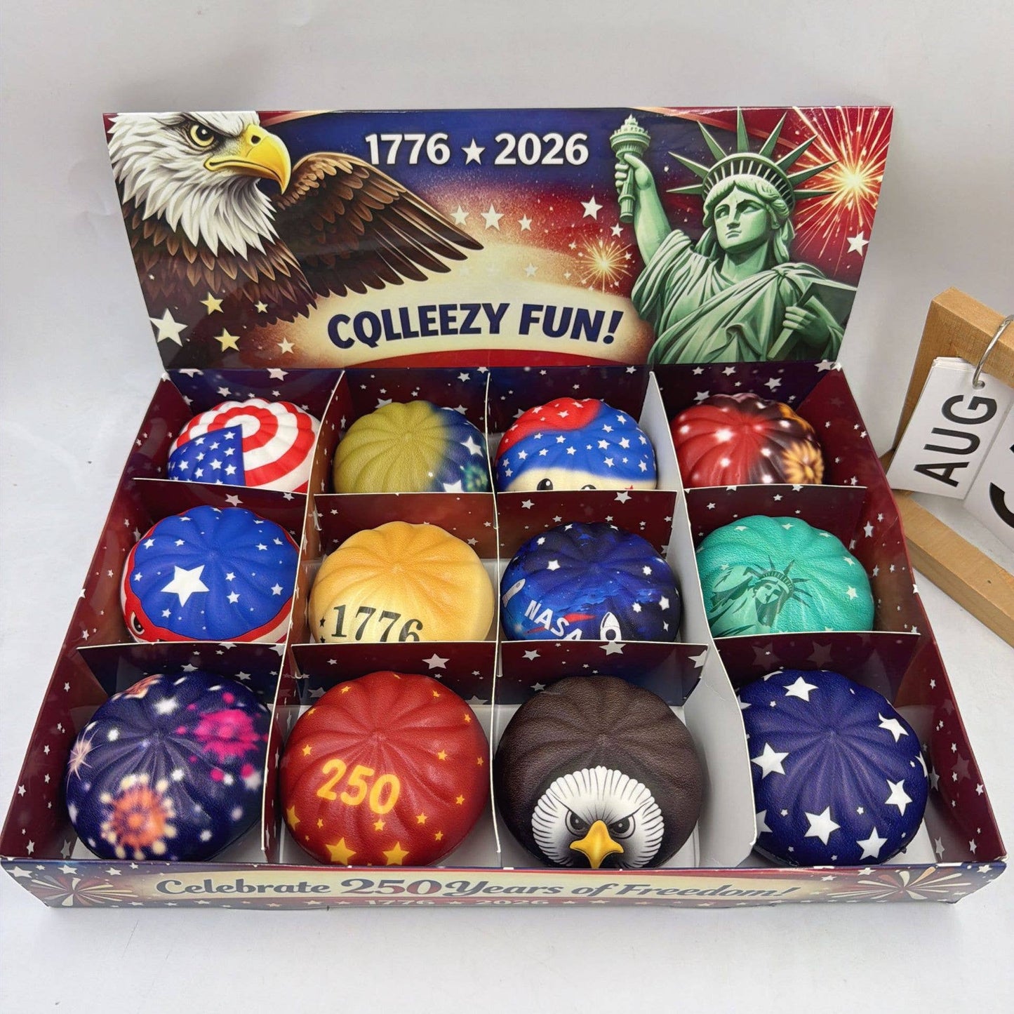 America 250 USA 250 Squishy Dumpling Fidget Toy box-12unit