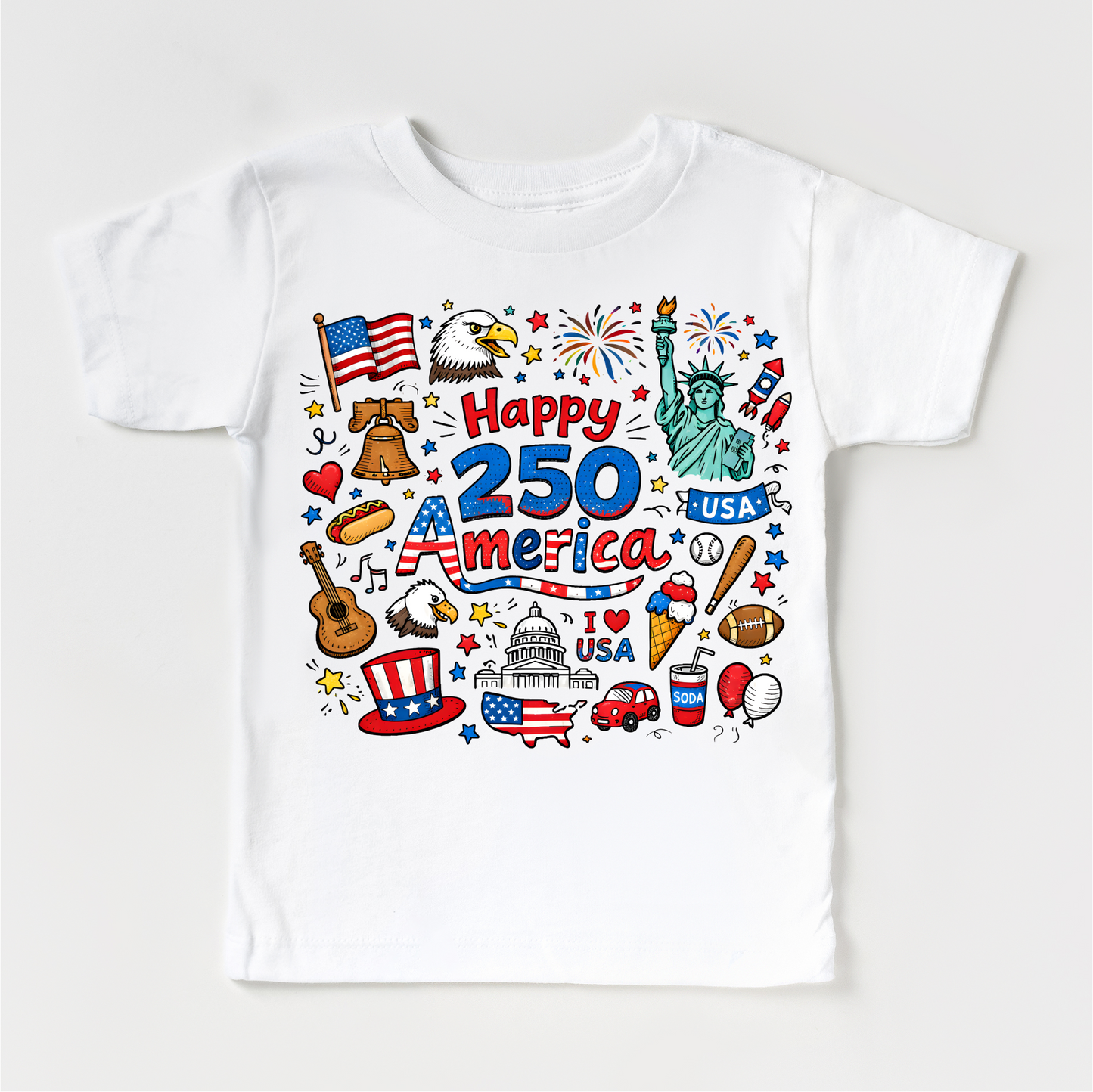 Happy 250 America Kids Shirt – Patriotic 4th of July Tee – USA 250th Birthday Toddler Shirt (2026)