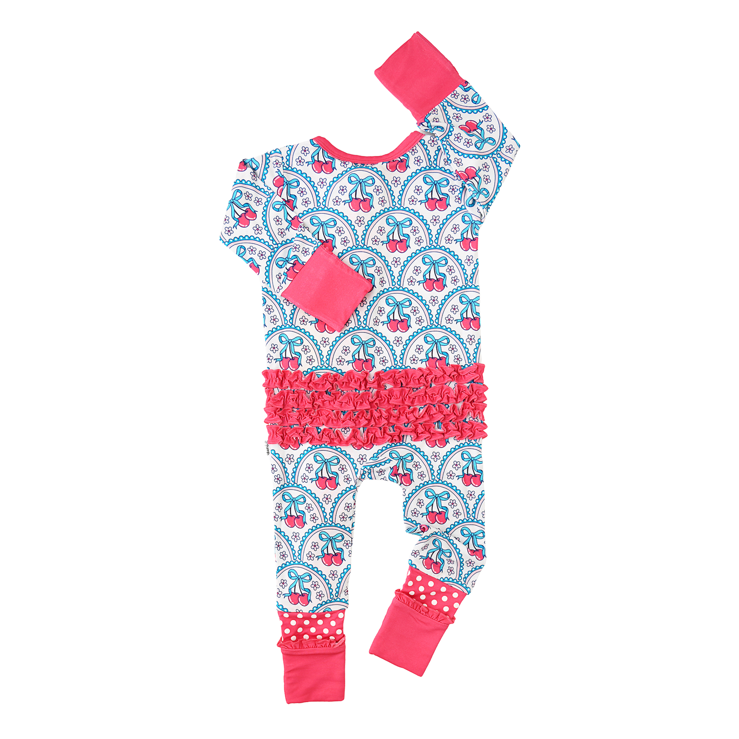 Cherry RUFFLE ZIP Bamboo One Piece Cherry Baby Outfit