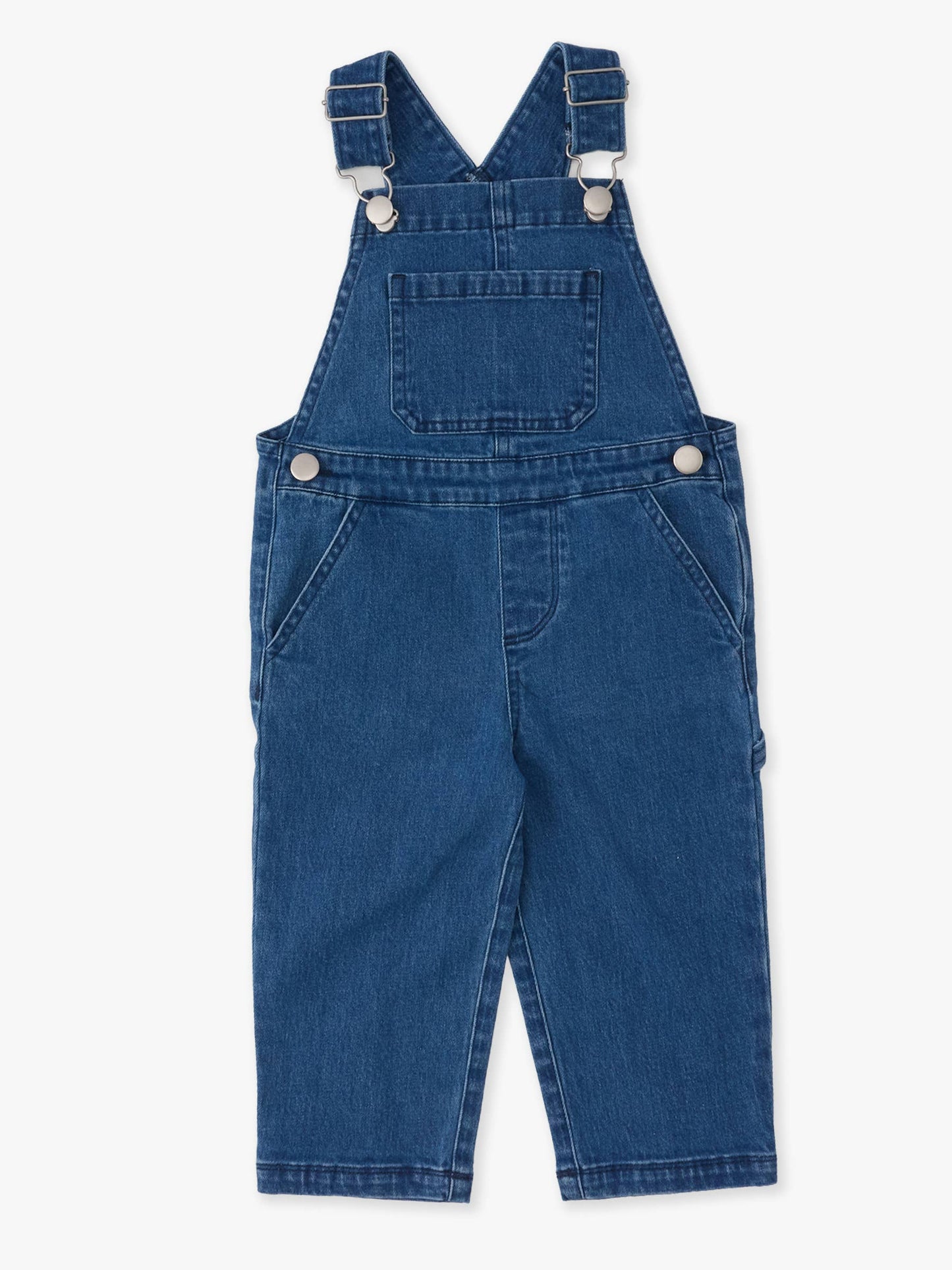 Boys Medium Wash Stretch Denim Overalls