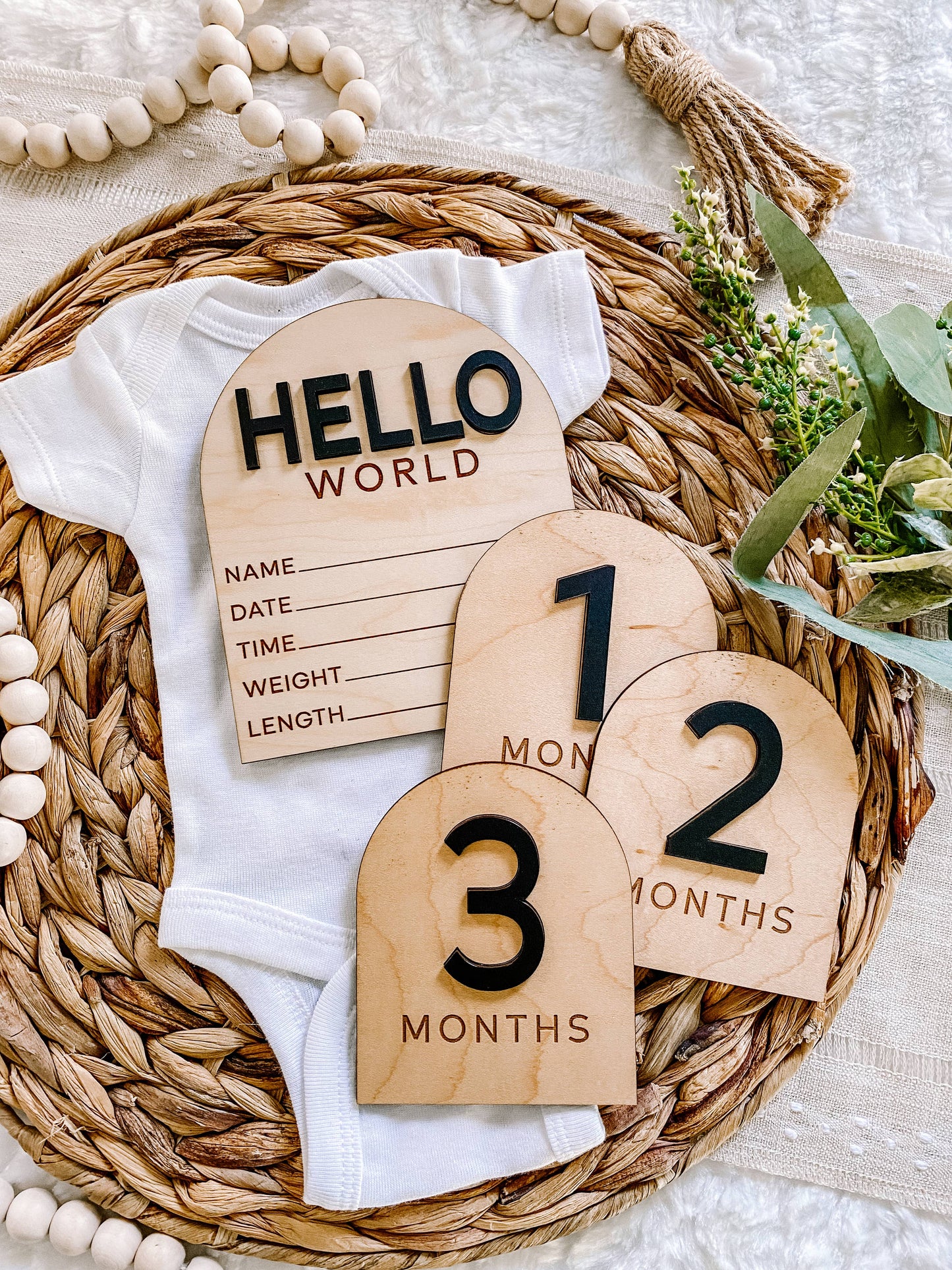 Modern Arch Hello World Birth Stat Sign