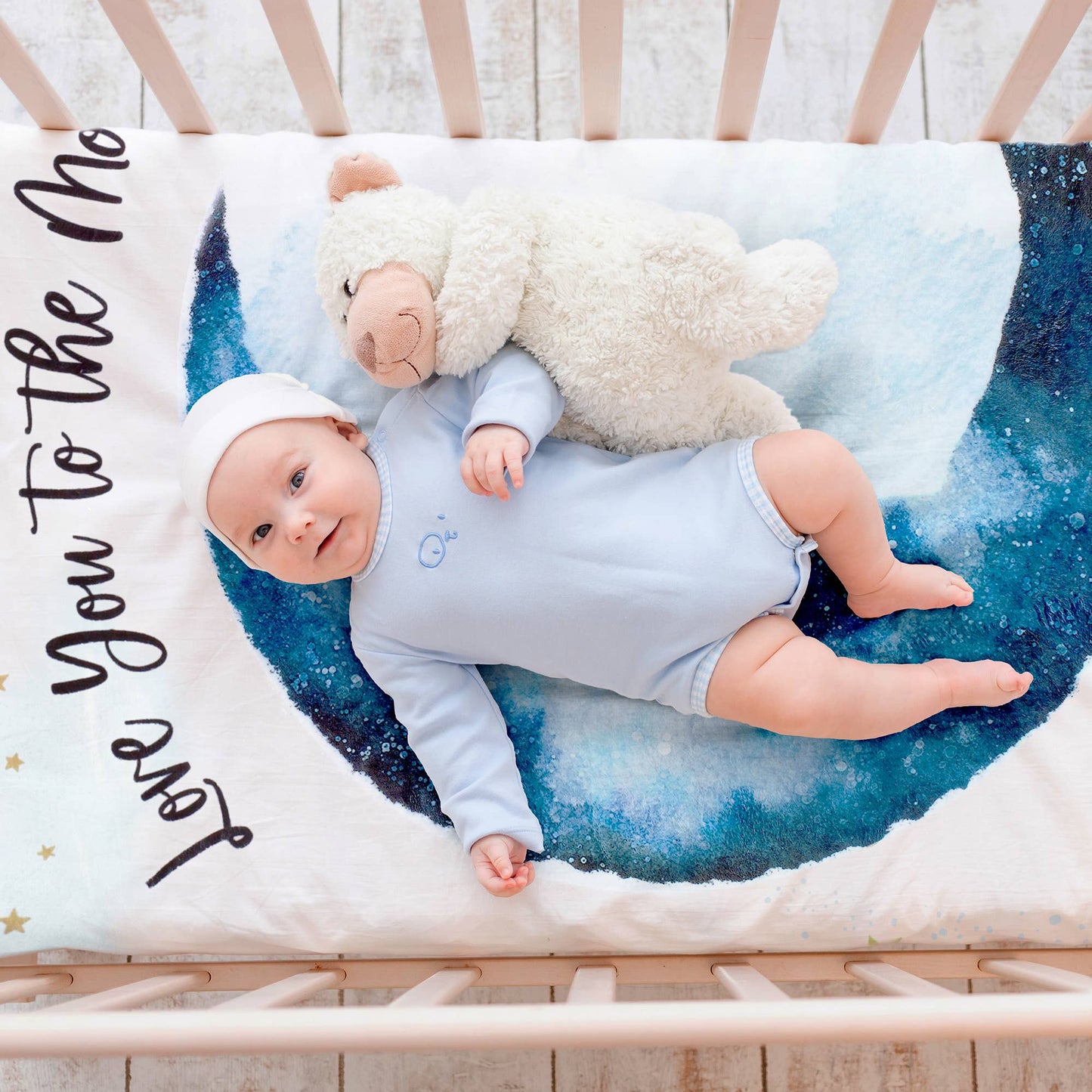 Lillian Rose To the Moon and Back Baby Milestone Blanket