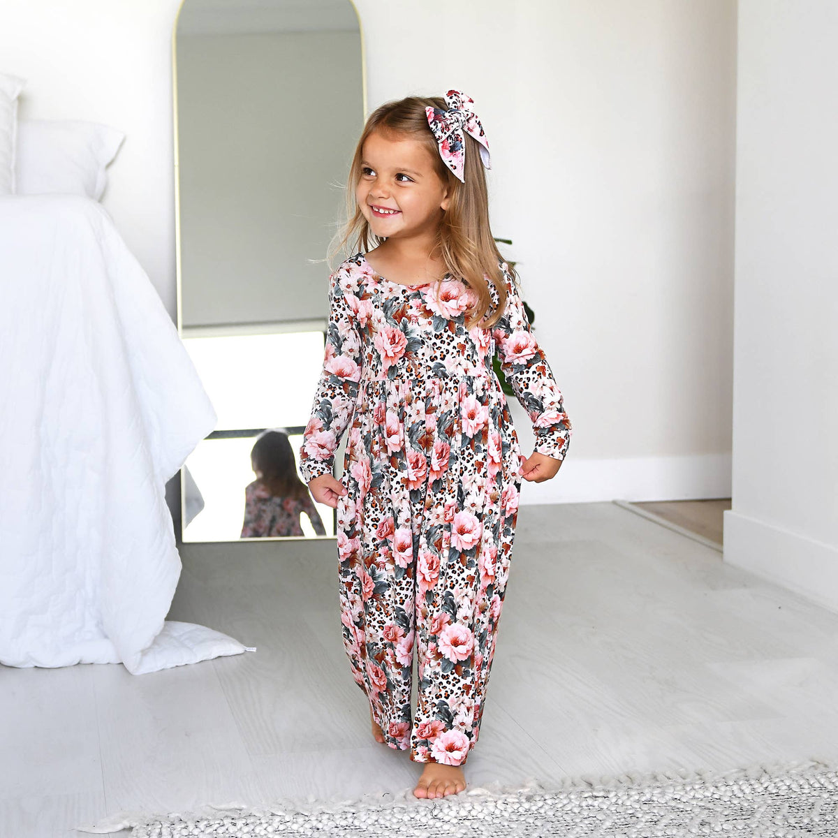 Laura WIDE LEG ROMPER Bamboo Floral Kids Clothing Outfit