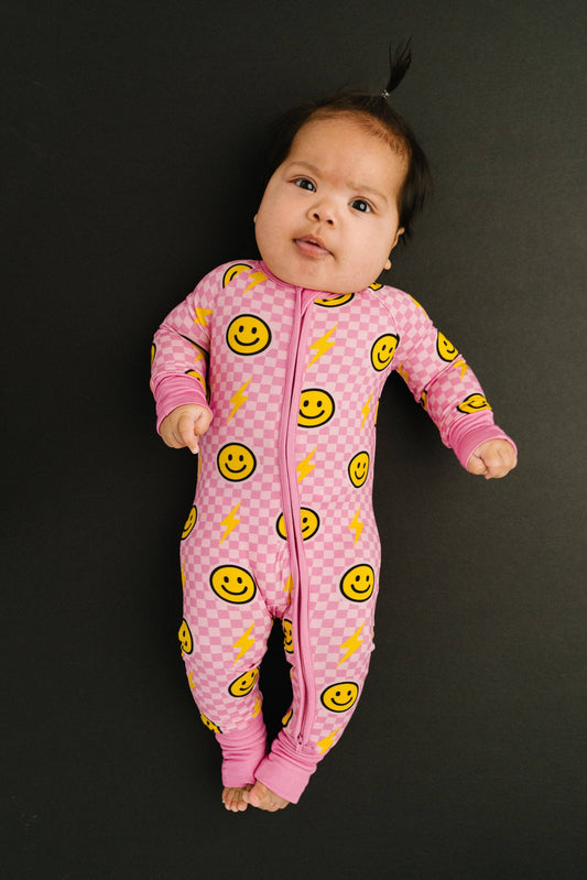 Pink Bolt Check Bamboo Sleeper