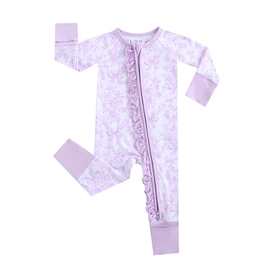 Bows & Blooms Ruffled Bamboo Convertible Footie Zippy Romper