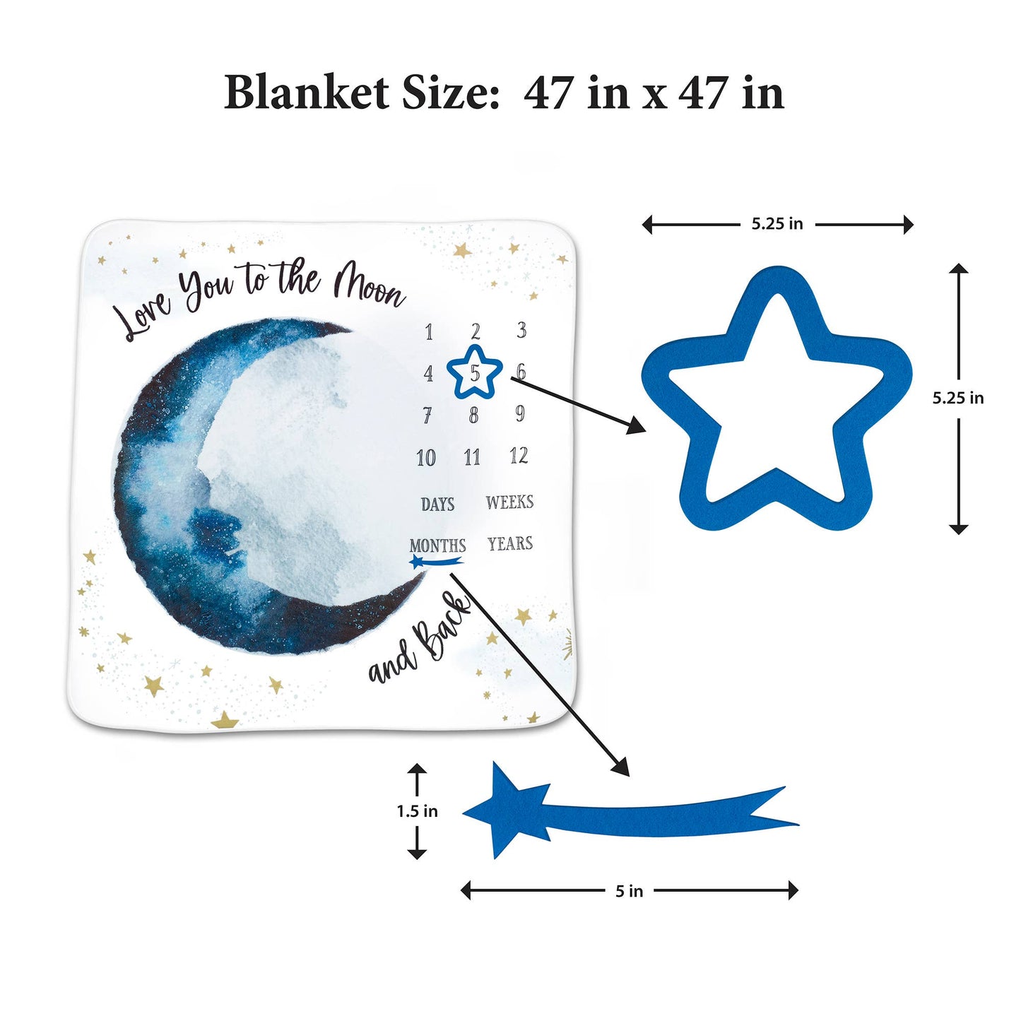 Lillian Rose To the Moon and Back Baby Milestone Blanket