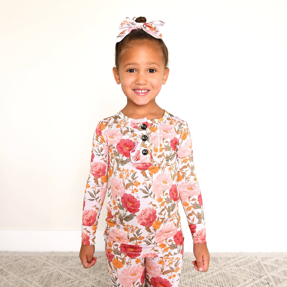 Felicity RUFFLE TWO PIECE Bamboo Floral Kids Girls Outfit